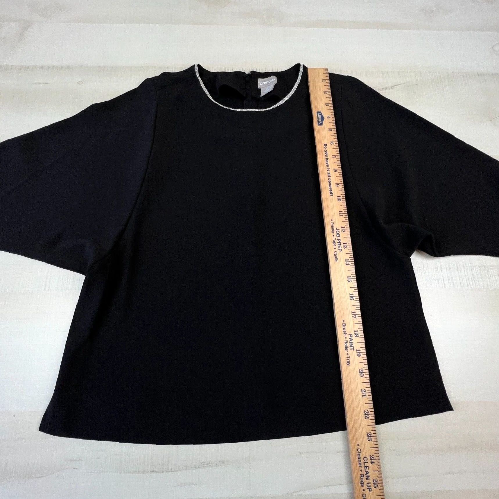 Vintage Chicos Black Long Sleeve Blouse Top Womens 4 Embellished Neckline Size S / US 4 / IT 40 - 5 Thumbnail