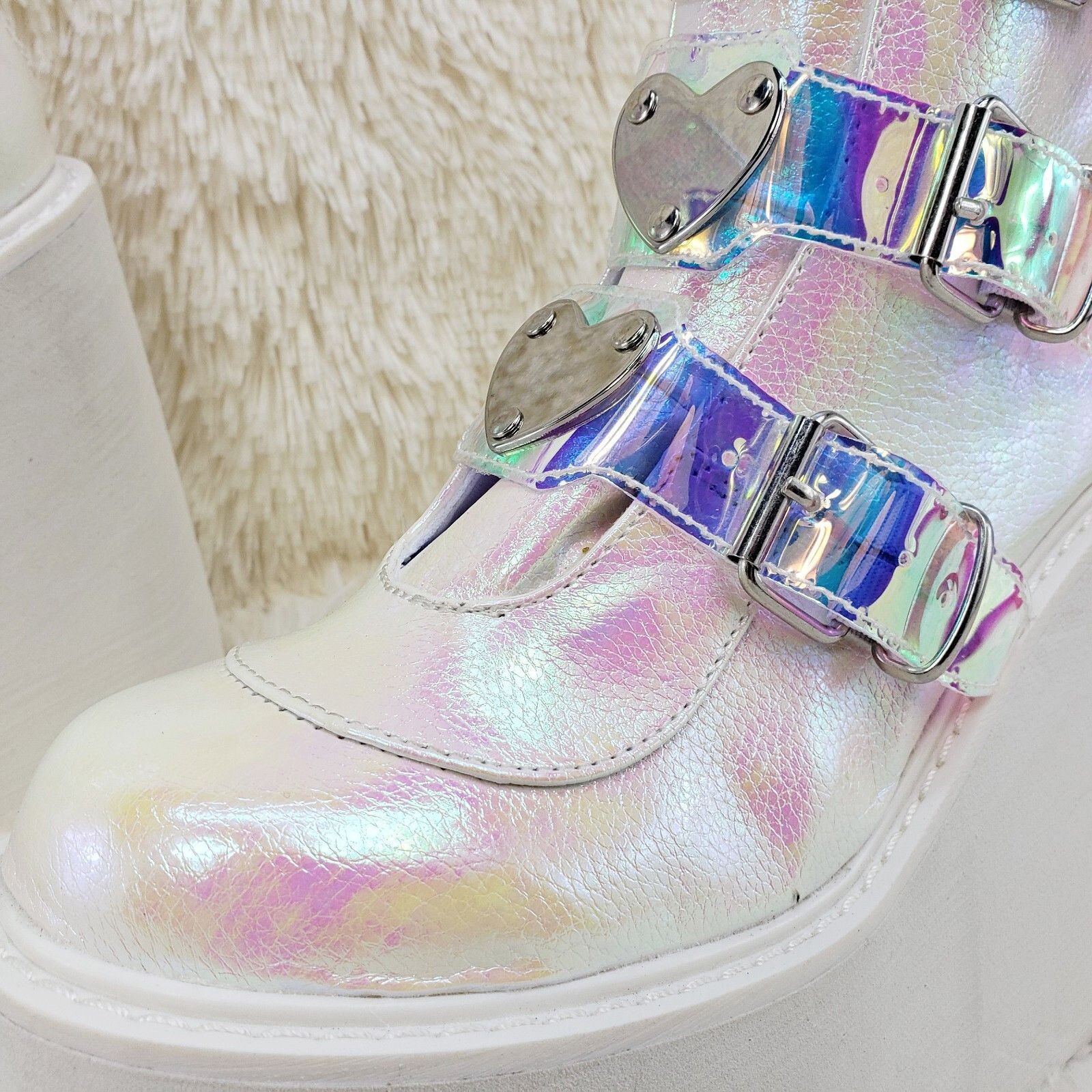 Demonia Cult DEMONIA Swing 105 White Pearl Colorful Effects Ankle Boot 5. Size US 10 / IT 40 - 9 Thumbnail
