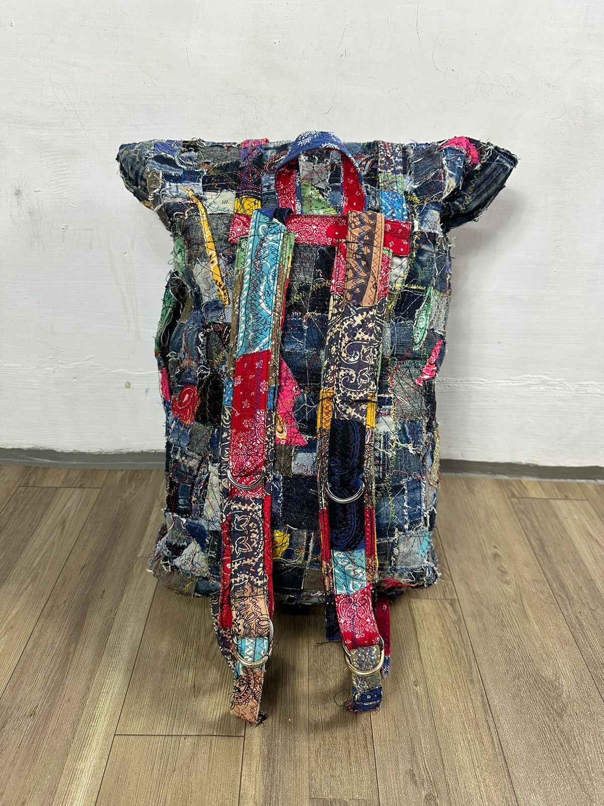 Other Custom Made Denim Paisley Patchwork Roll Top Backpack Size ONE SIZE - 3 Thumbnail
