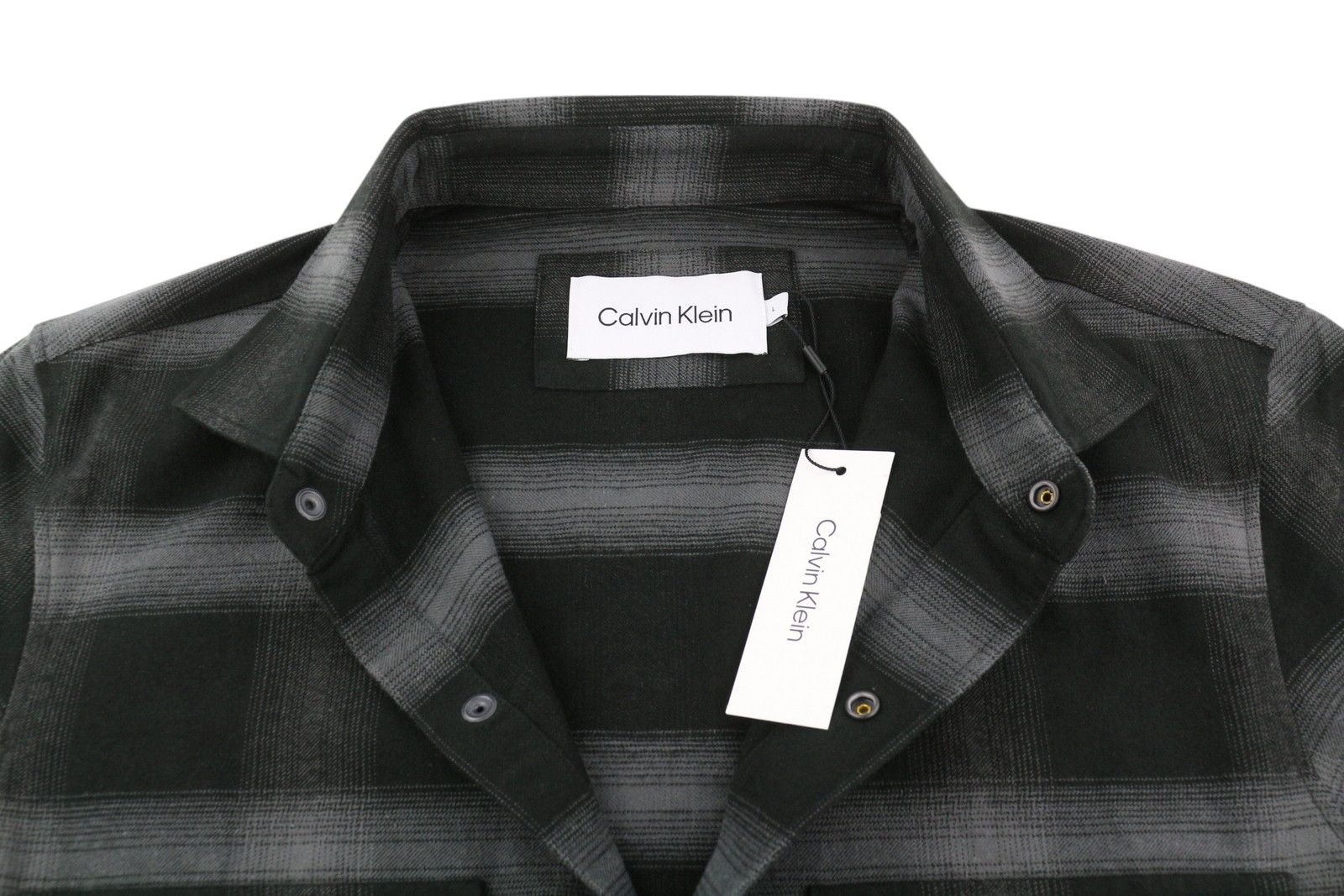 Calvin Klein TWILL FLEECE CHECK L Black Snap Overshirt Jacket 84936 Size US L / EU 52-54 / 3 - 5 Thumbnail