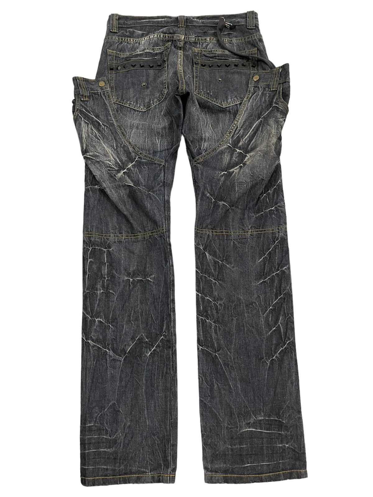 If Six Was Nine Vintage Japan Punk Ministry Double Waist Bondage Style Jeans Size US 31 - 5 Thumbnail