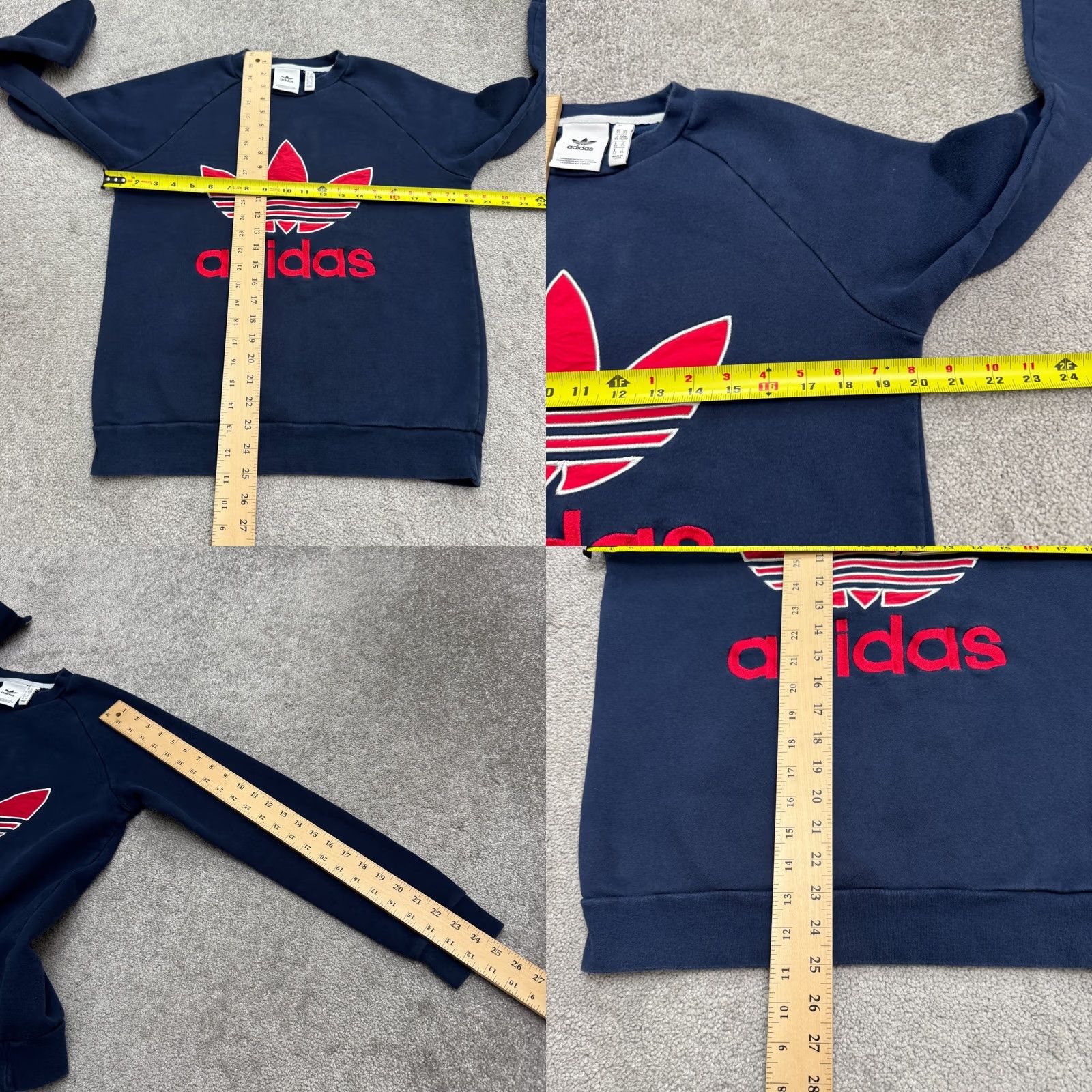Adidas Adidas Originals Trefoil Graphic Pullover Crew Sweatshirt Mens XS Navy Blue Red Size US XS / EU 42 / 0 - 9 Thumbnail