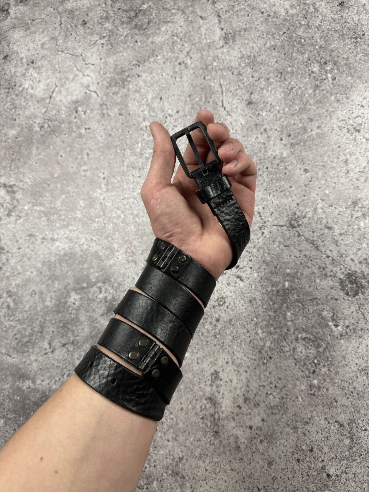 Diesel VINTAGE DIESEL PUNK HEAD Y2K METAL/LEATHER DETAILS BELT