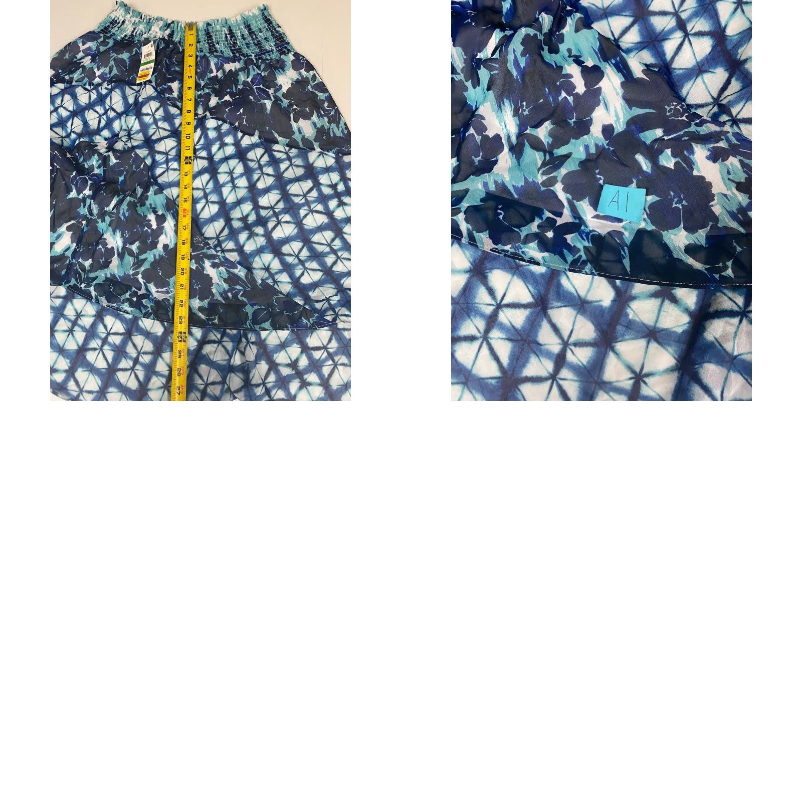 Vintage INC International Concepts Skirt Women L Blue Knee Length A-Line Casual Floral 100% Polyester Asymmetric Ruffle Lined Sail? Size 36" / US 14 / IT 50 - 8 Thumbnail