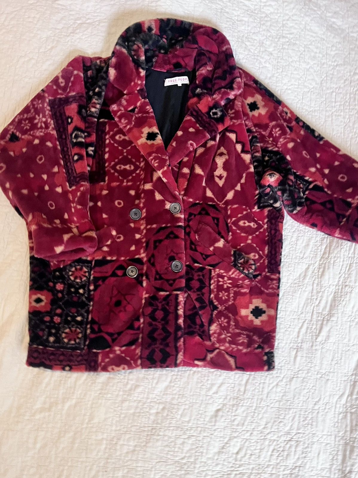 Free People Free People Patchwork Coat Oversized Fuzzy Longline Jacket Size M / US 6-8 / IT 42-44 - 2 Thumbnail
