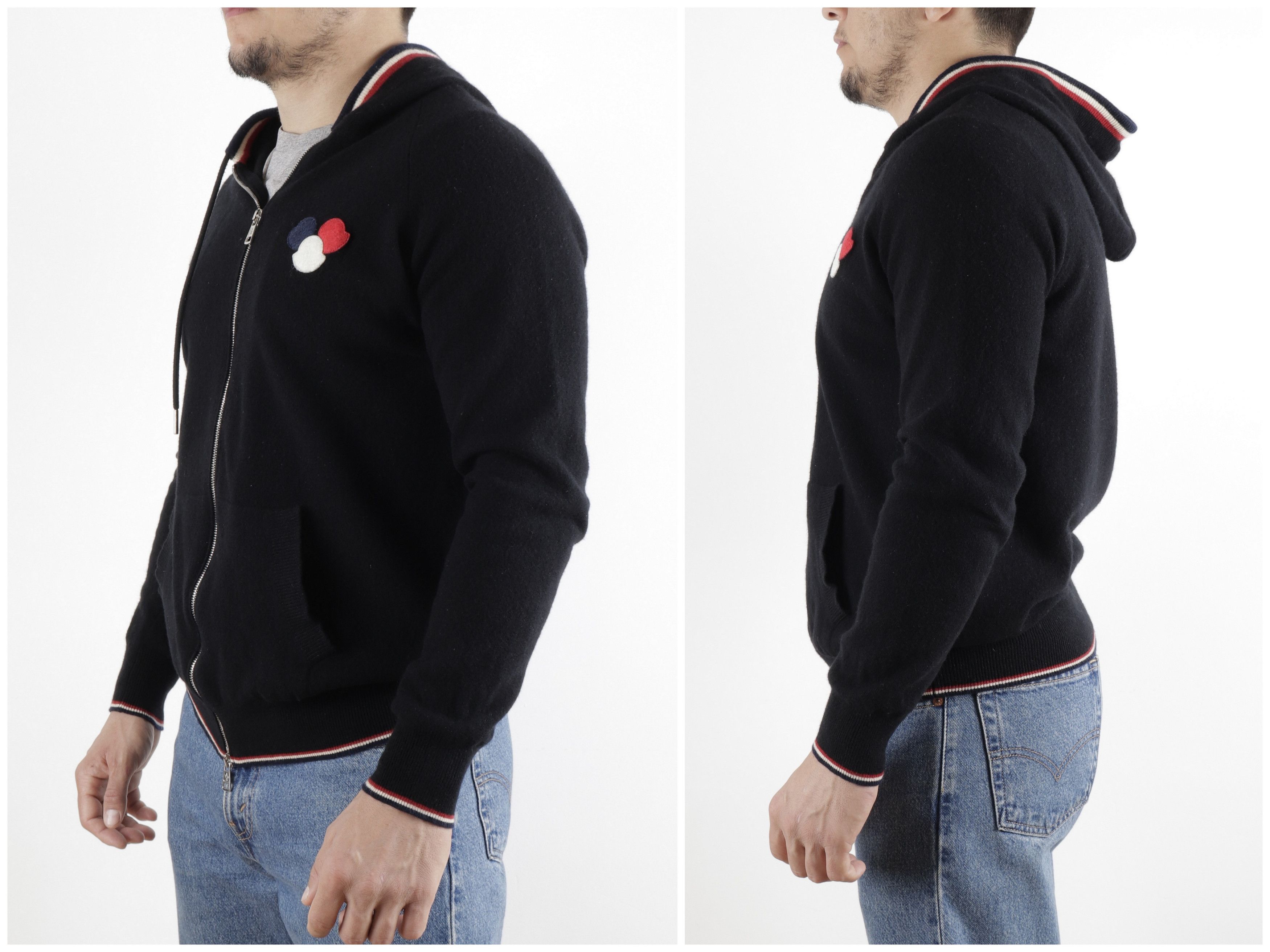 Moncler Moncler Big Logo Wool Black Hooded Zip Up Cardigan Size US S / EU 44-46 / 1 - 4 Thumbnail