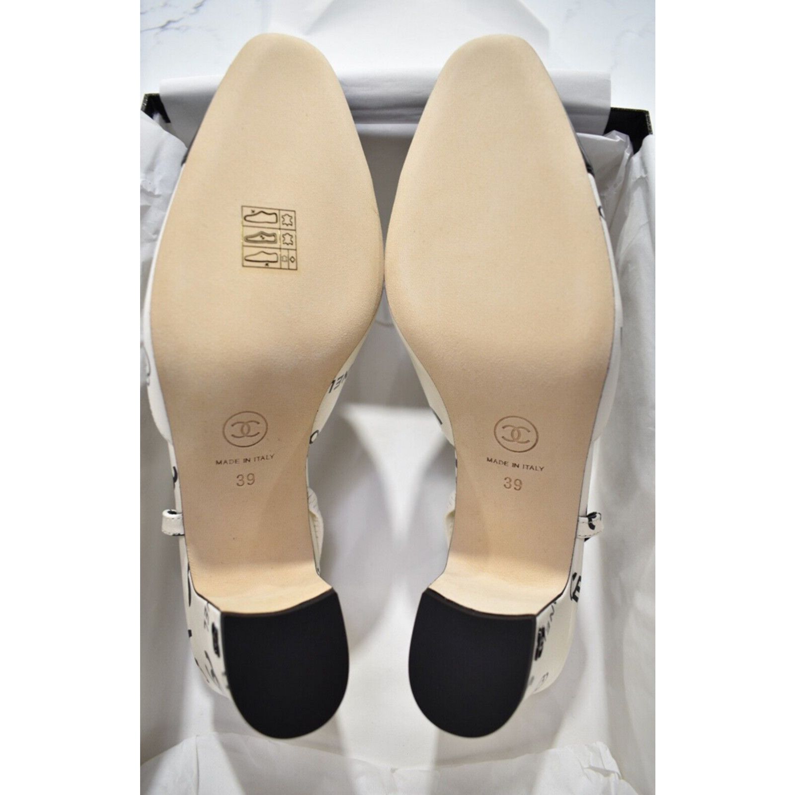 Chanel Chanel Coco Sling White Black Slingback Sandal Heel 39 Size US 9 / IT 39 - 12 Thumbnail