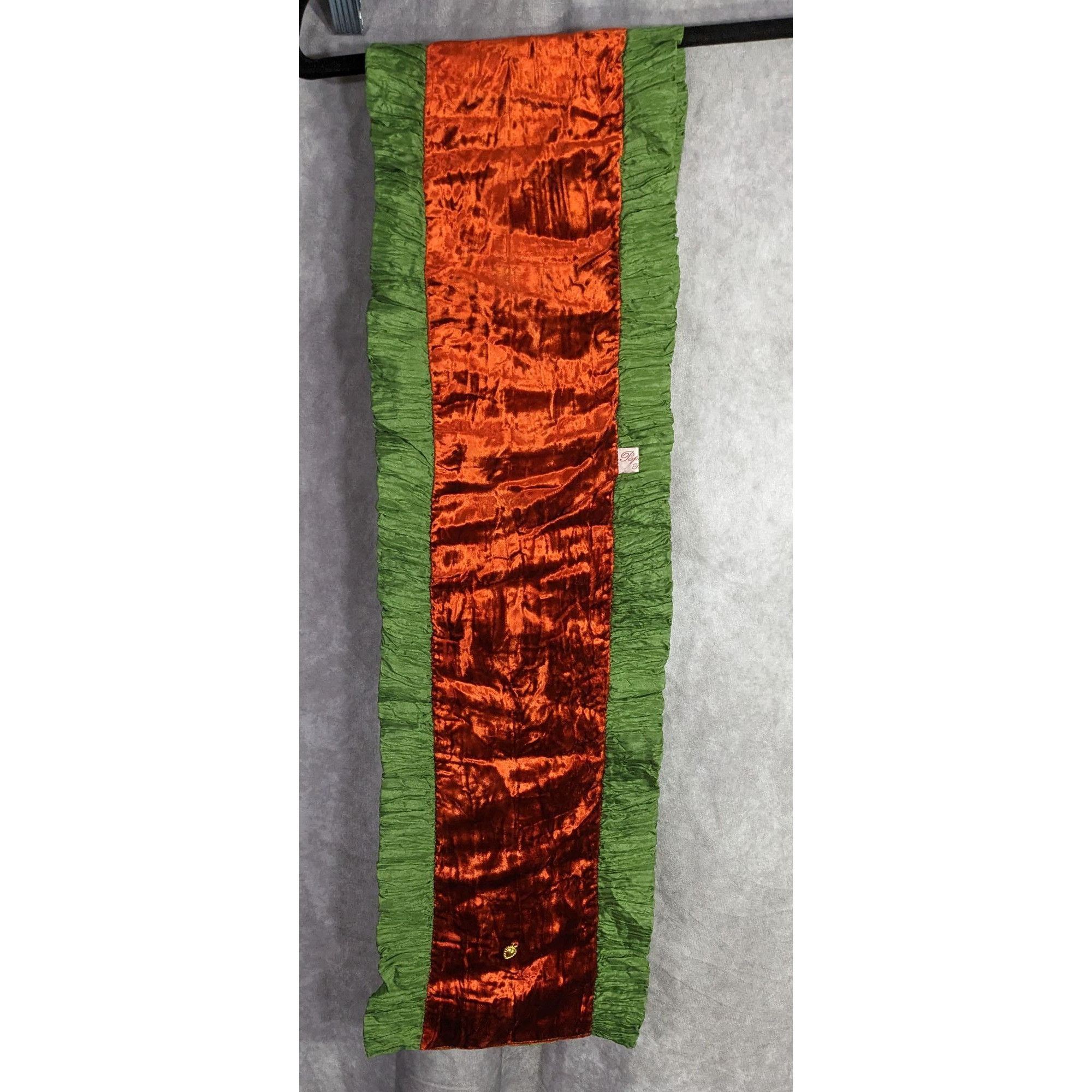 Other Papagena Paris Vintage Orange & Green Velvet Scarf W/Gold He Size ONE SIZE - 8 Thumbnail