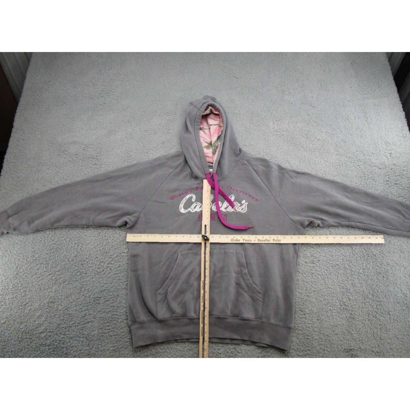 Vintage Cabela's Womens Hoodie Pullover Sweatshirt XL Pink Embroidered Gray Size XL / US 12-14 / IT 48-50 - 5 Thumbnail
