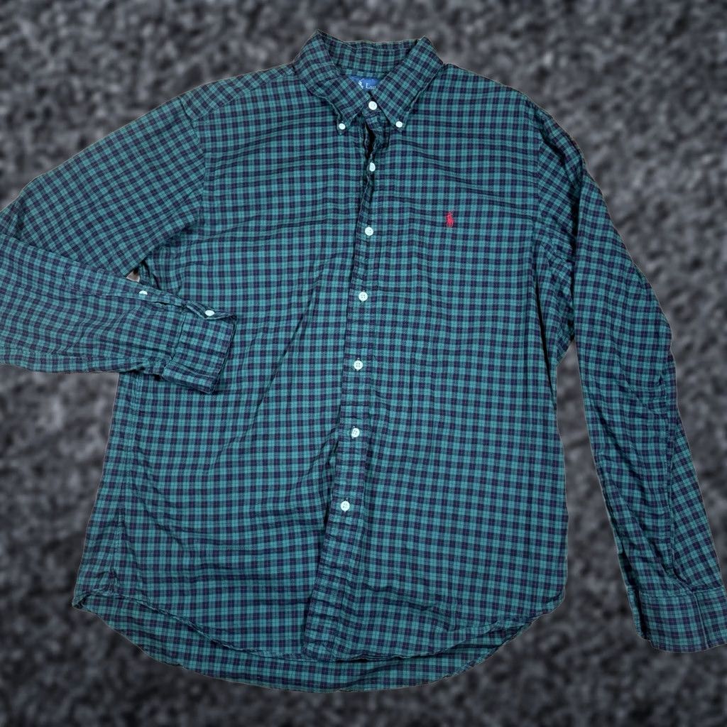 Polo Ralph Lauren Polo Ralph Lauren Button-Up Shirt Mens L Gingham Check Green Black – Long Sleeve, Regular, Button Closure, Button Shirt, Men Size US L / EU 52-54 / 3 - 1 Thumbnail
