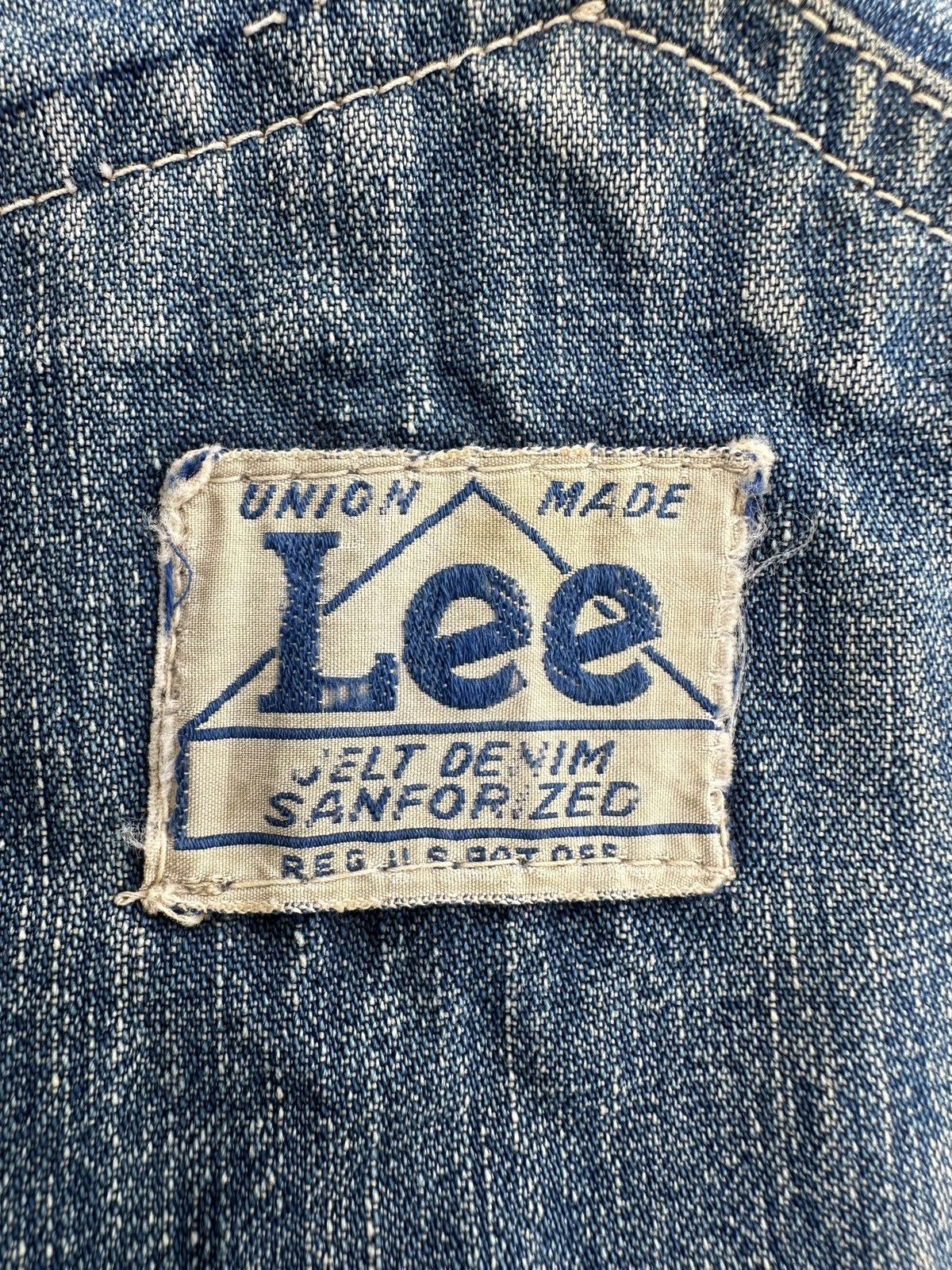 Lee 40s Trashed Union Sanforized Jelt Denim patchwork farmer bib Size US 38 / EU 54 - 13 Thumbnail