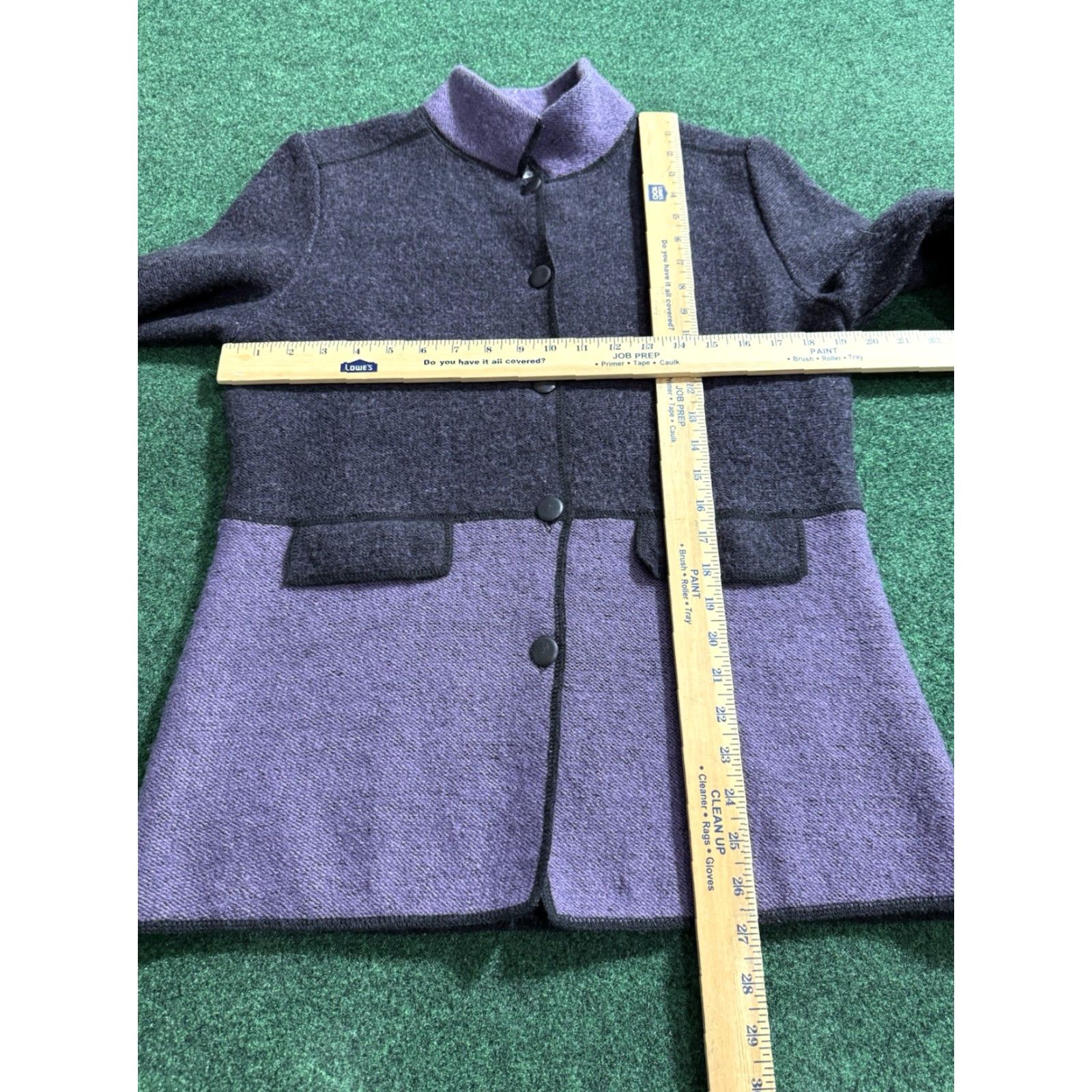 Vintage South Wool Cardigan Sweater Button Front Medium Purple Gray Wool Knit Solid Long Sleeve Womens Size M / US 6-8 / IT 42-44 - 7 Thumbnail