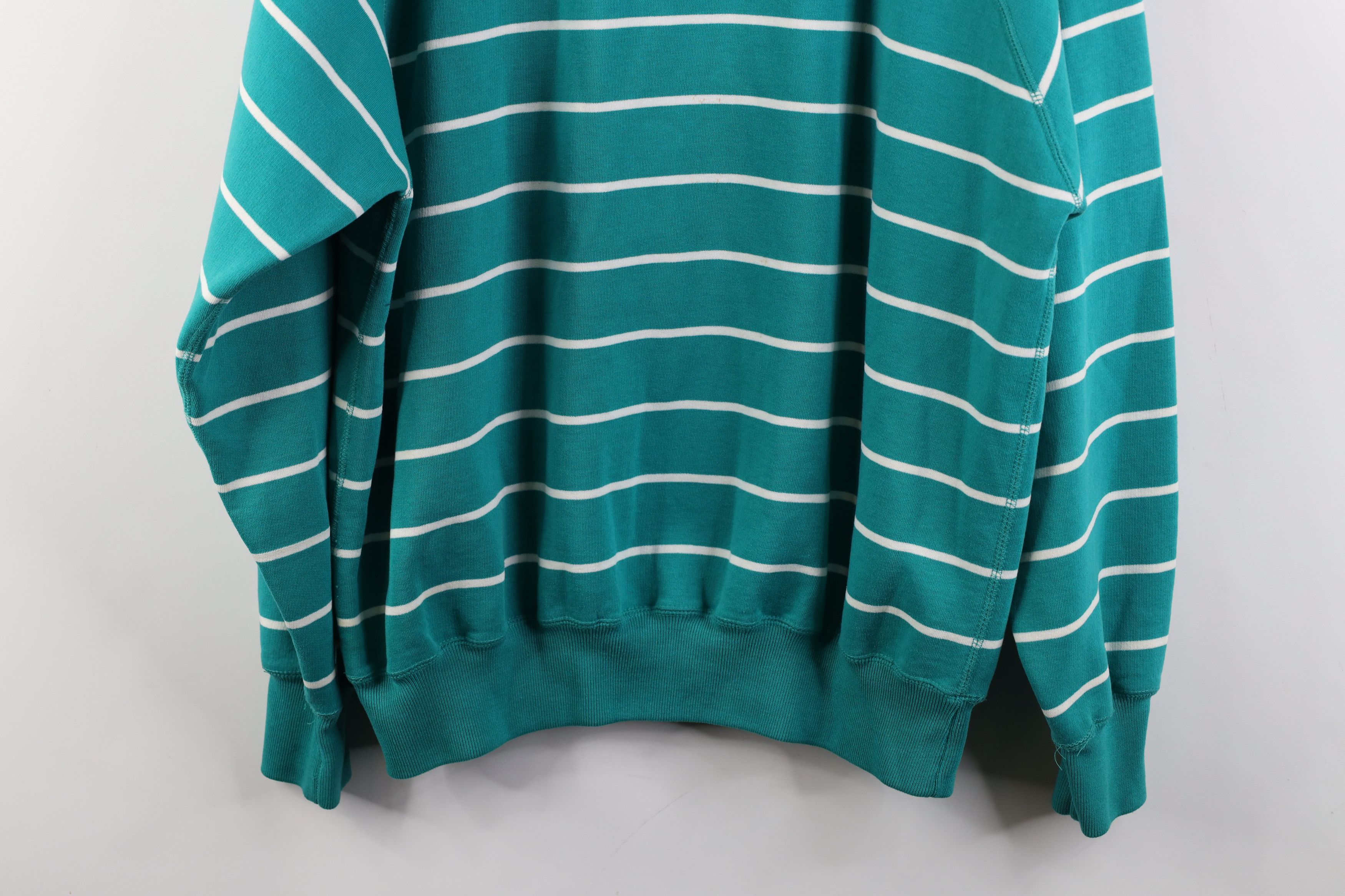 Eddie Bauer Vintage 90s Eddie Bauer Striped Crewneck Sweatshirt Teal Size L / US 10 / IT 46 - 12 Thumbnail