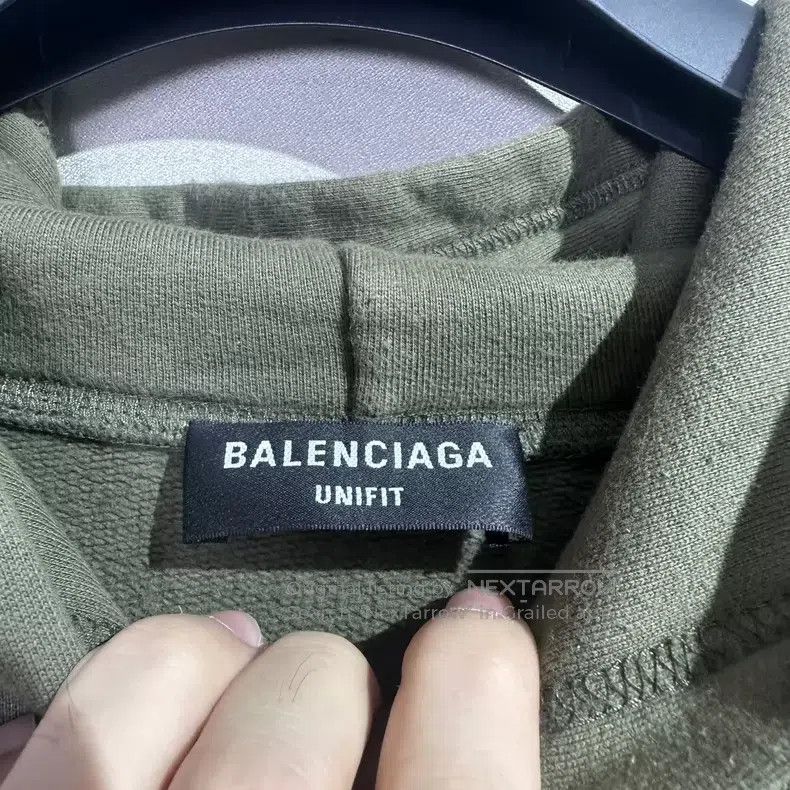 Balenciaga Balenciaga Olive Green Hooded Sweatshirt with Blocking Lin Size US L / EU 52-54 / 3 - 5 Thumbnail