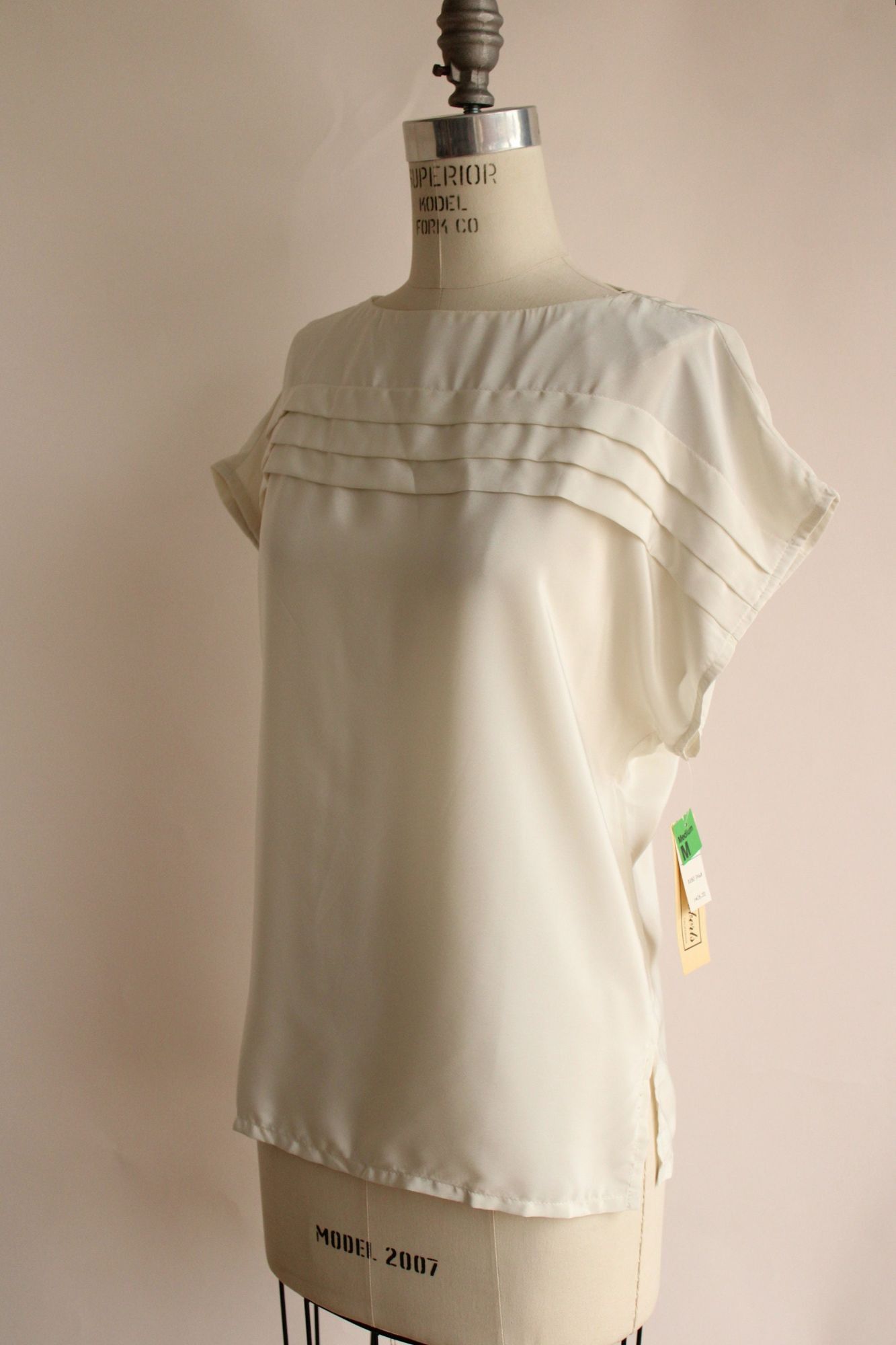 Other Vintage 1980s Blouse, NWT Kaki Roberts Winter White Shirt, S Size M / US 6-8 / IT 42-44 - 6 Thumbnail