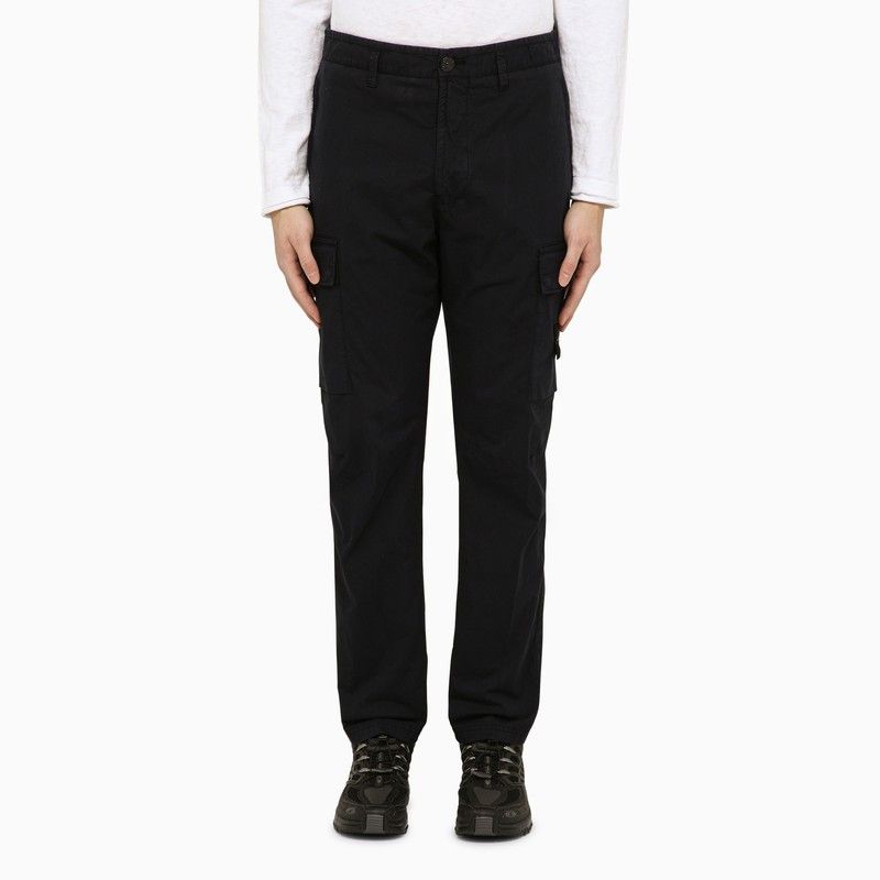 image of Stone Island Navy Regular Trousers In Cotton in Blue, Men's (Size 31)