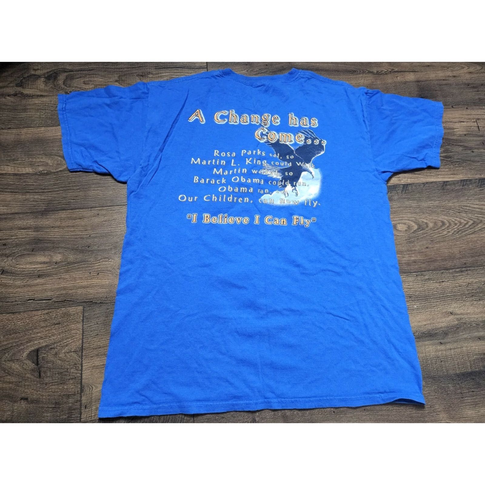 Gildan Vtg Barack Obama Martin Luther King Jr Dream Double-Sided T Shirt Mens L Blue Gildan Crew Neck Short Sleeve USA USA Theme Size US L / EU 52-54 / 3 - 2 Thumbnail