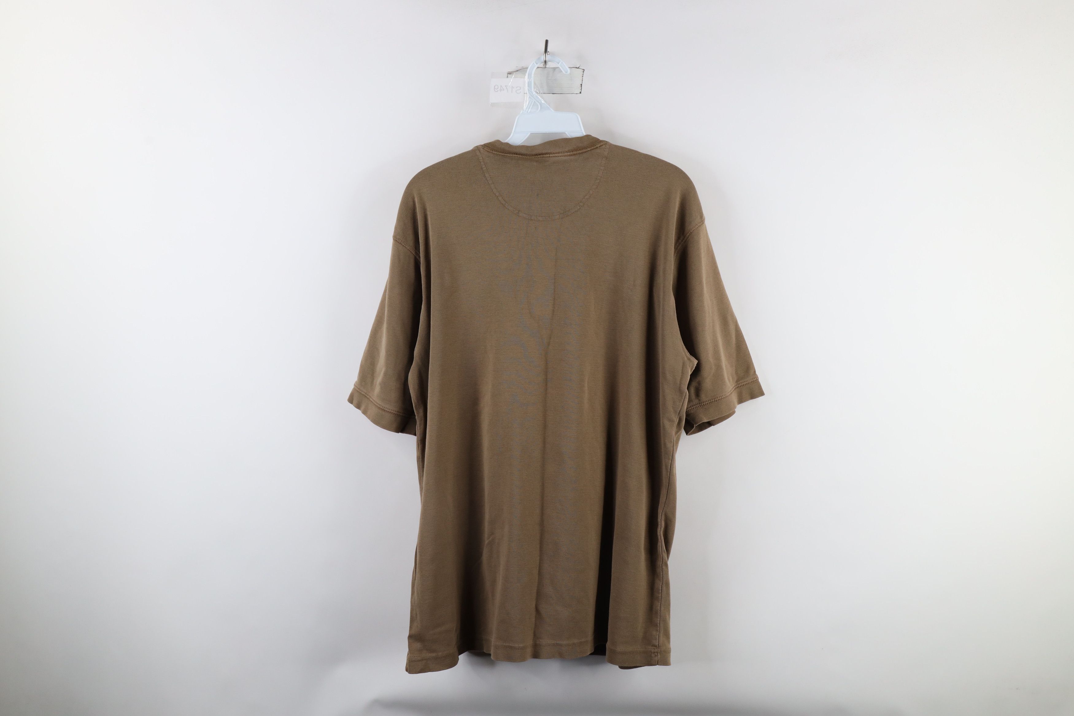 Vintage Vintage 90s Streetwear Ribbed Knit Henley T-Shirt Drab Brown Size US M / EU 48-50 / 2 - 6 Thumbnail