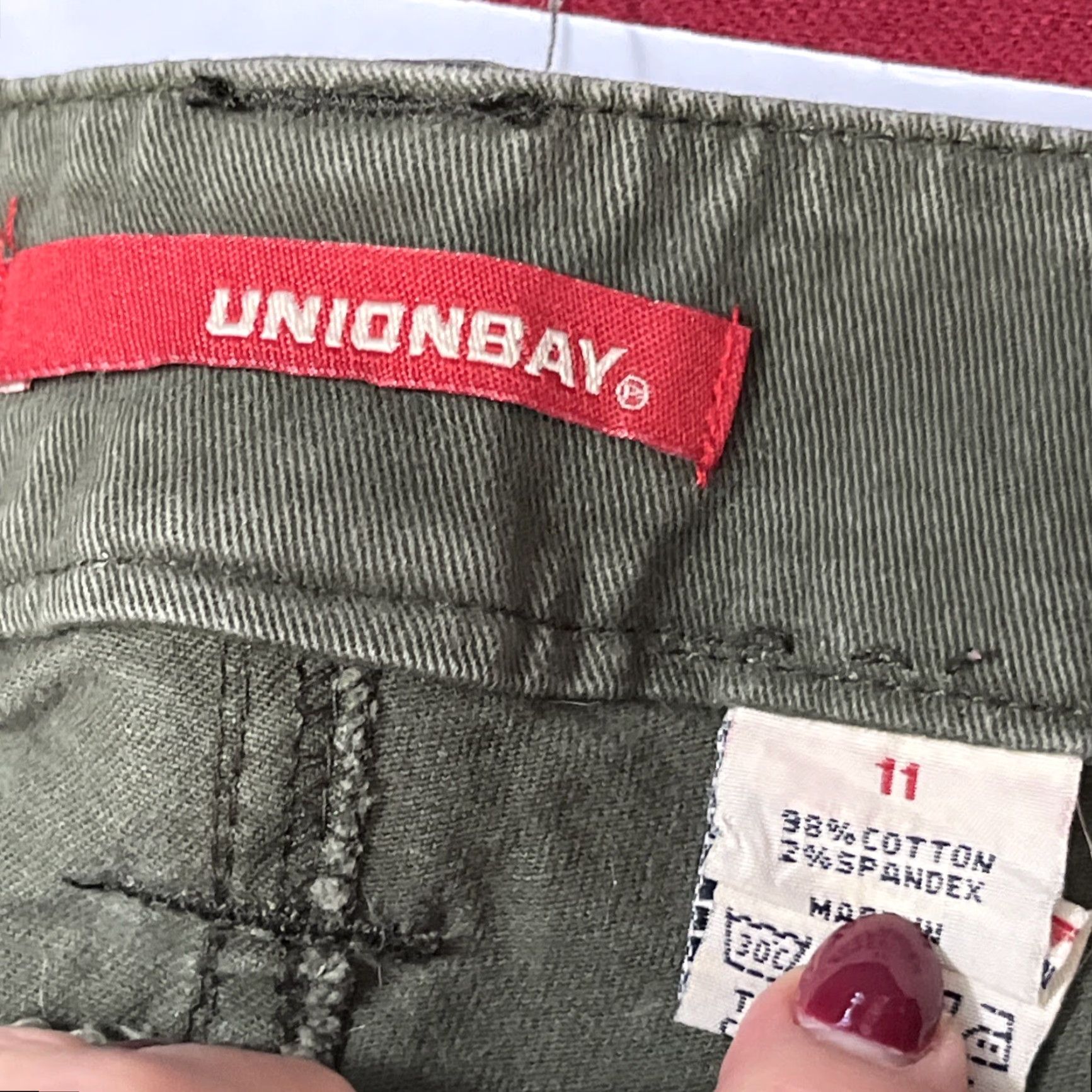 Vintage VINTAGE UnionBay GREEN y2k Cargo Pants Stretch Zip Leg Flap Pockets 9” Rise Tactical 11 Women Size 32" / US 10 / IT 46 - 3 Thumbnail
