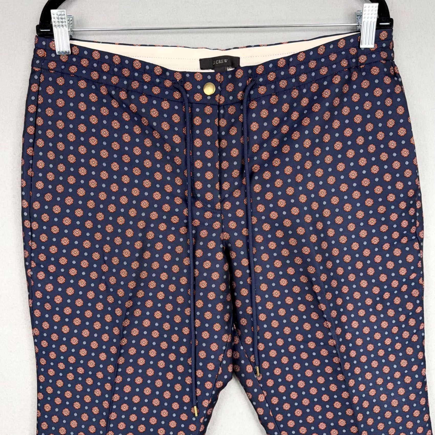 J.Crew J.CREW Pants Womens 10 Blue Orange Foulard Medallion Print Tapered Ankle Trouser Size 32" / US 10 / IT 46 - 2 Thumbnail