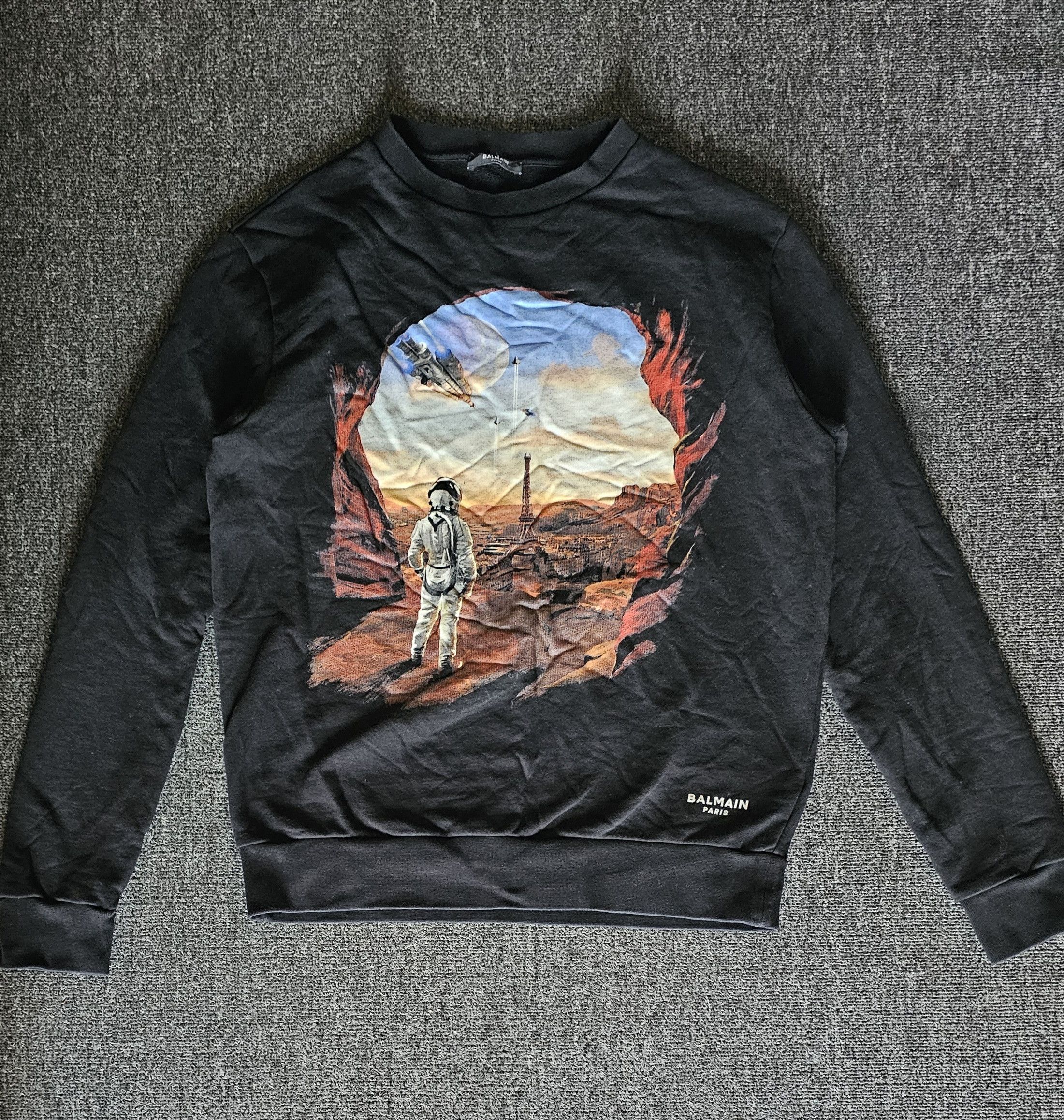Balmain Balmain Men's Black Space Sweatshirt Size M Size US L / EU 52-54 / 3 - 1 Thumbnail