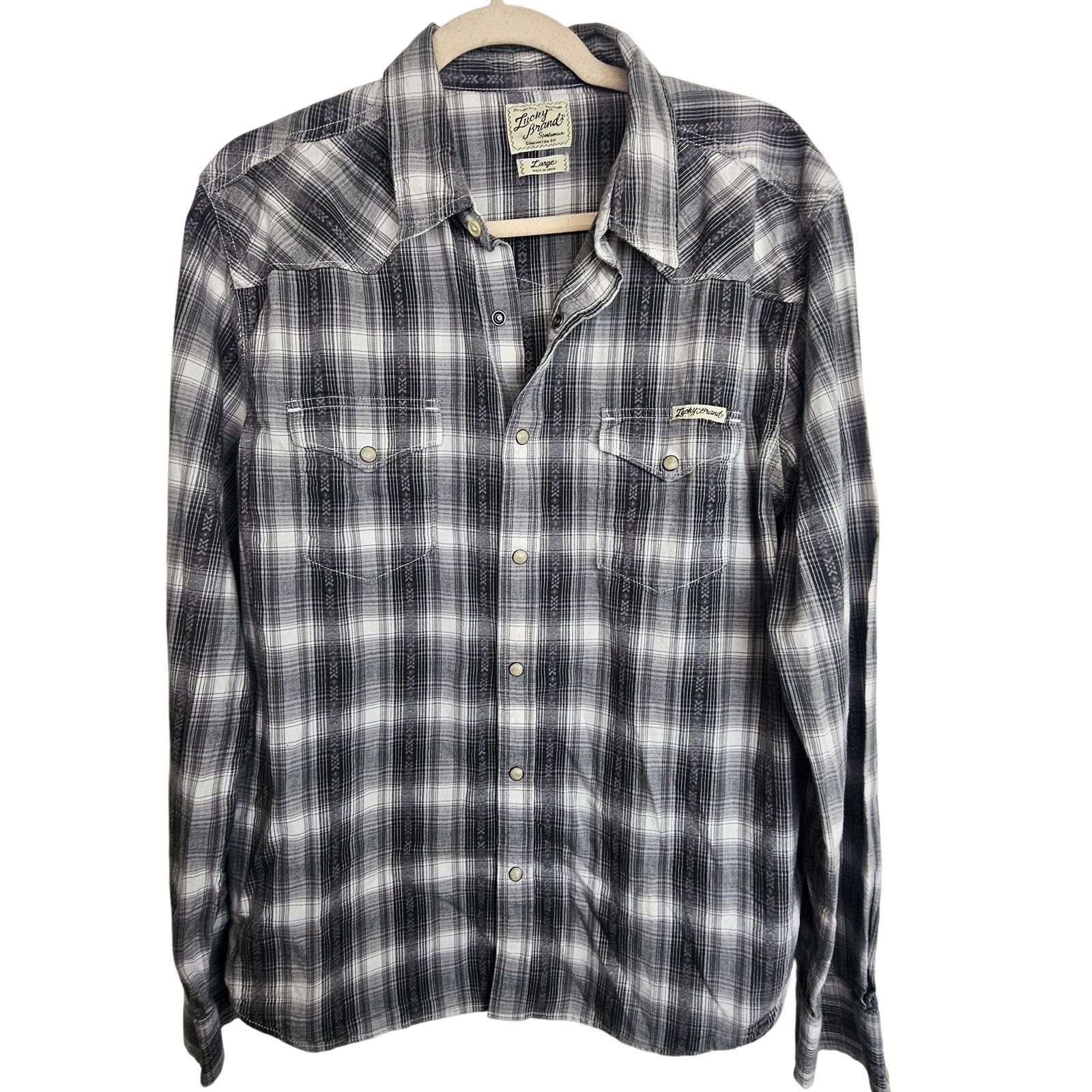 Lucky Brand Lucky Brand Mens Western Shirt L Snap Plaid Cowboy Country Size US L / EU 52-54 / 3 - 1 Thumbnail