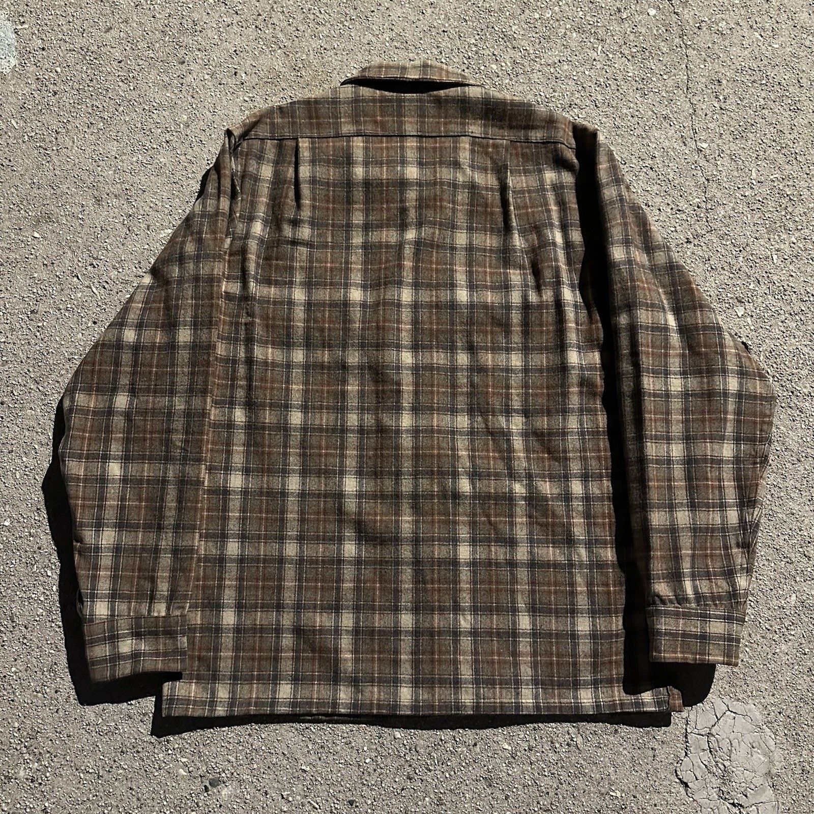 Pendleton × Vintage Vintage 60s Pendleton Brown Plaid Wool Board Shirt Size US M / EU 48-50 / 2 - 3 Thumbnail