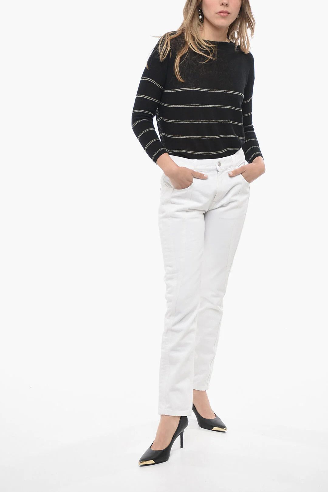 Isabel Marant og1mm0326 Slim Fit Jeans in White Size 28" / US 6 / IT 42 - 4 Thumbnail