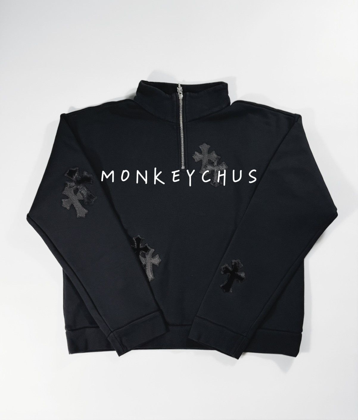 Chrome Hearts 🔥Chrome Hearts Black Half Zip Sweatshirt🔥 Size US M / EU 48-50 / 2 - 1 Thumbnail