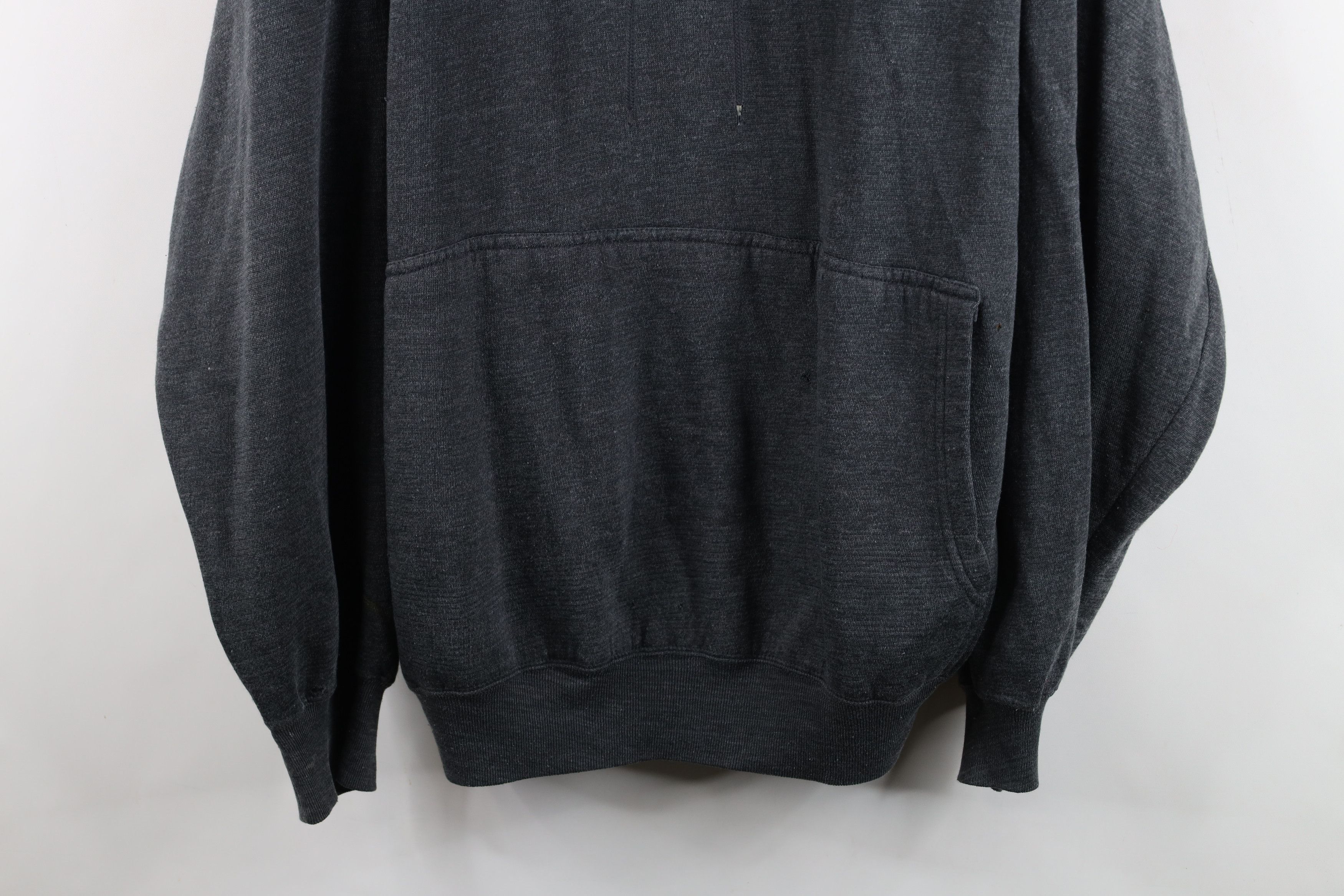 Vintage Vintage 90s Streetwear Blank Hoodie Sweatshirt Charcoal Gray Size US XXL / EU 58 / 5 - 3 Thumbnail