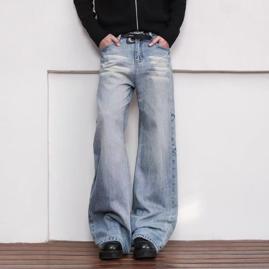 Vintage Blue Washed Vintage Casual Flared Jeans Size US 32 / EU 48 - 1 Thumbnail