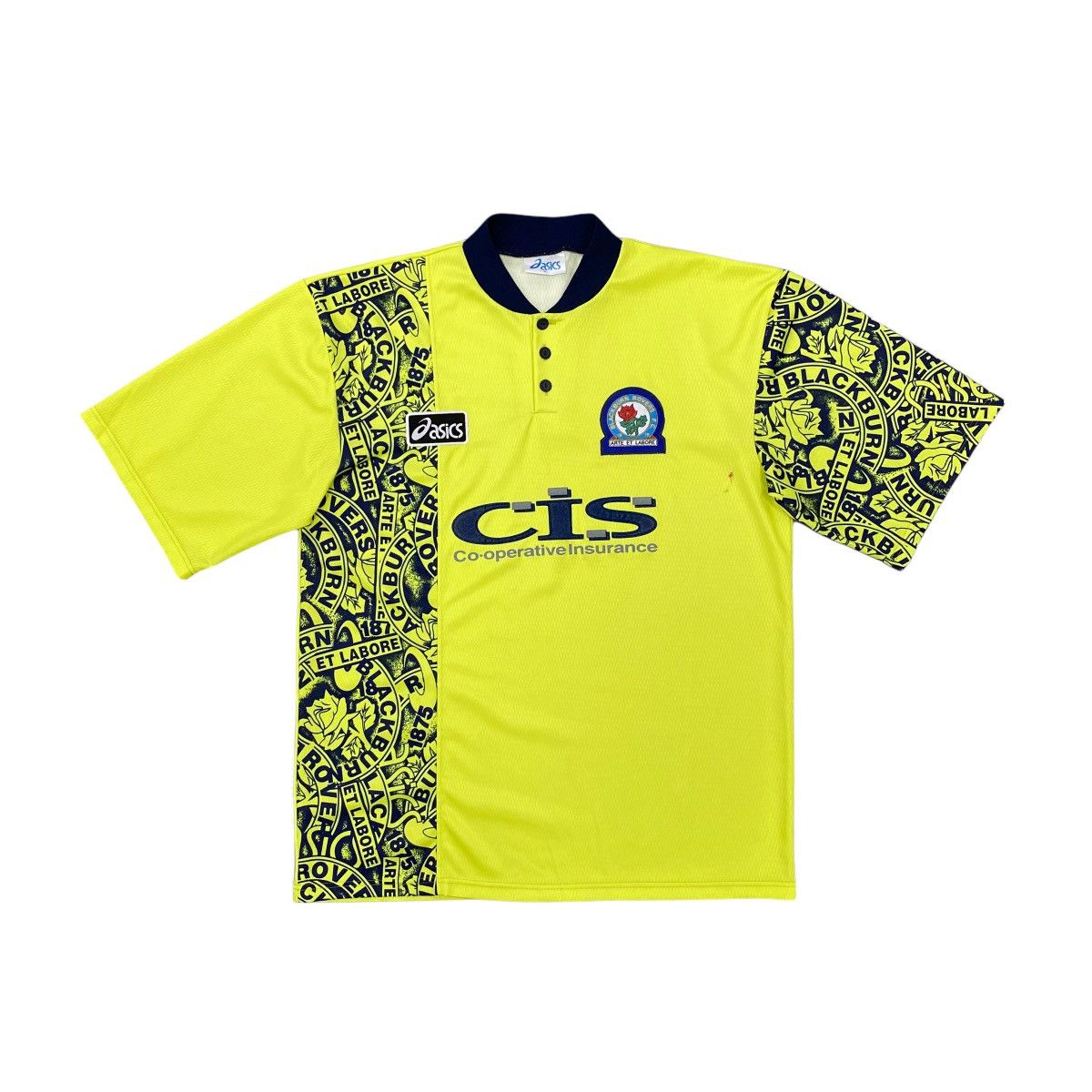 image of Vintage Asics Fc Blackburn Rovers 1996/1997 Away Soccer in Yellow, Men's (Size XL)