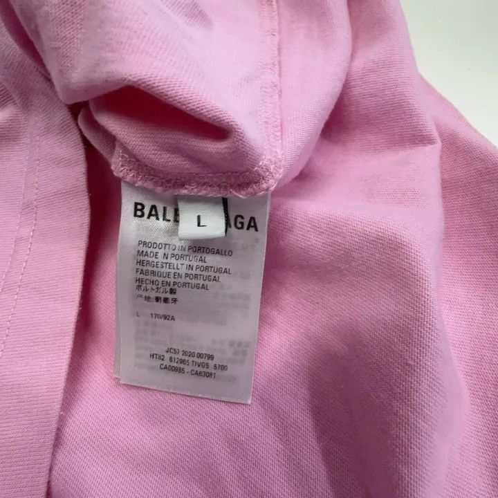 Balenciaga Balenciaga Pink Logo Print Short Sleeve T-Shirt 0079-2507 Size L / US 10 / IT 46 - 2 Thumbnail