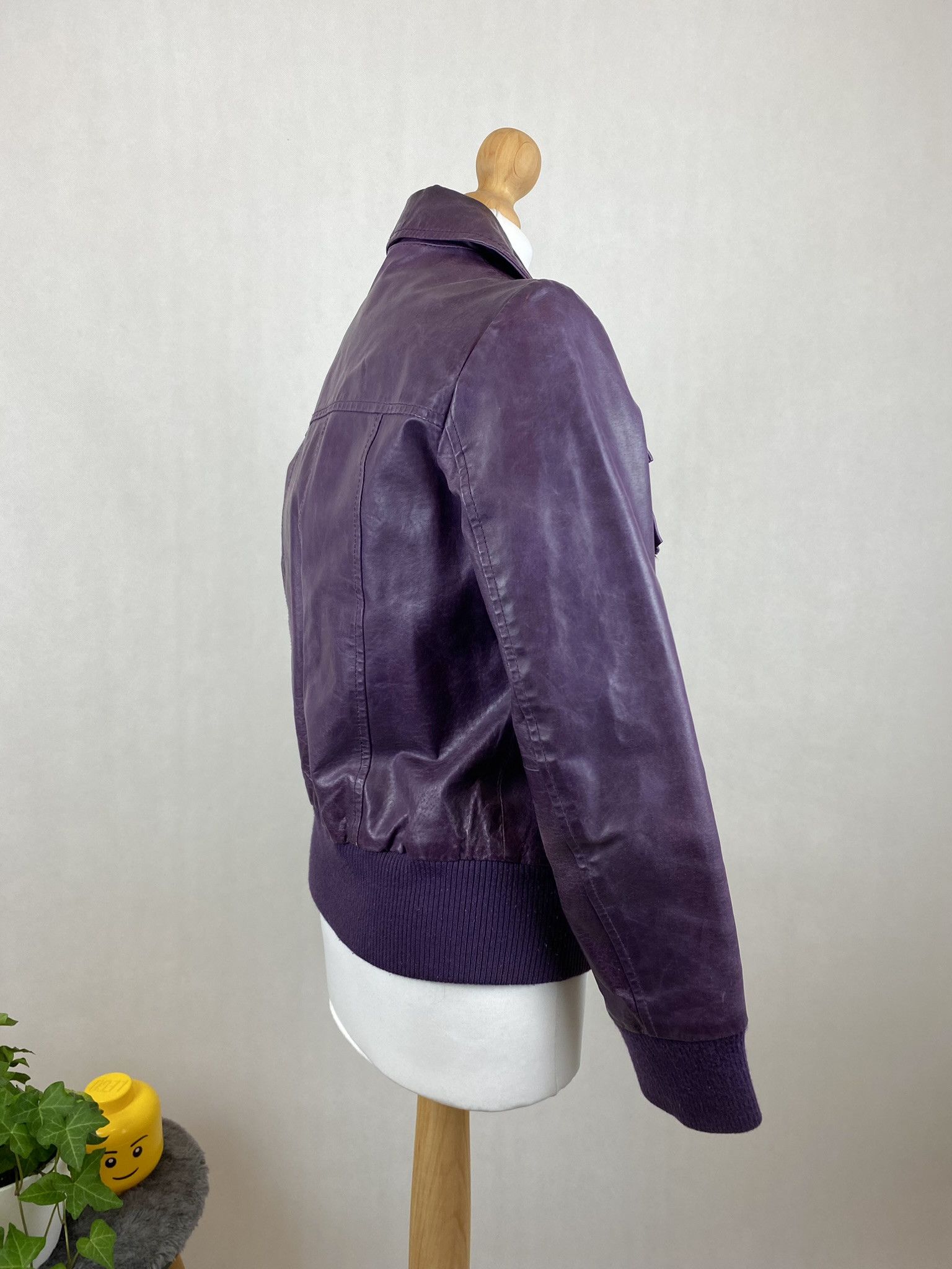 Genuine Leather × Vintage real leather jacket purple rare big pullers Size S / US 4 / IT 40 - 11 Thumbnail