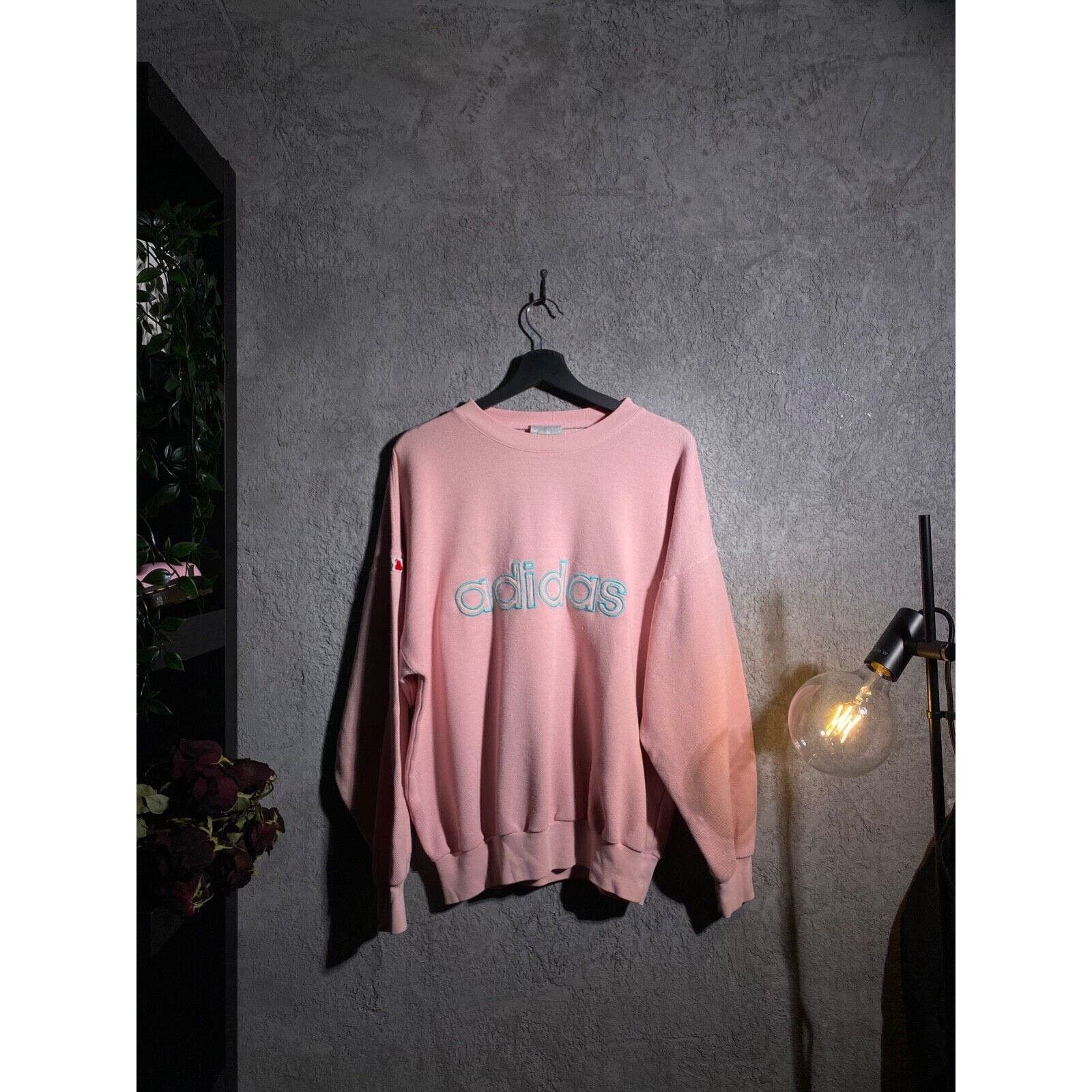 image of Adidas Pastel Box Logo Pink Crewneck Baggy Eqt 90's Gorpcore, Men's (Size Large)