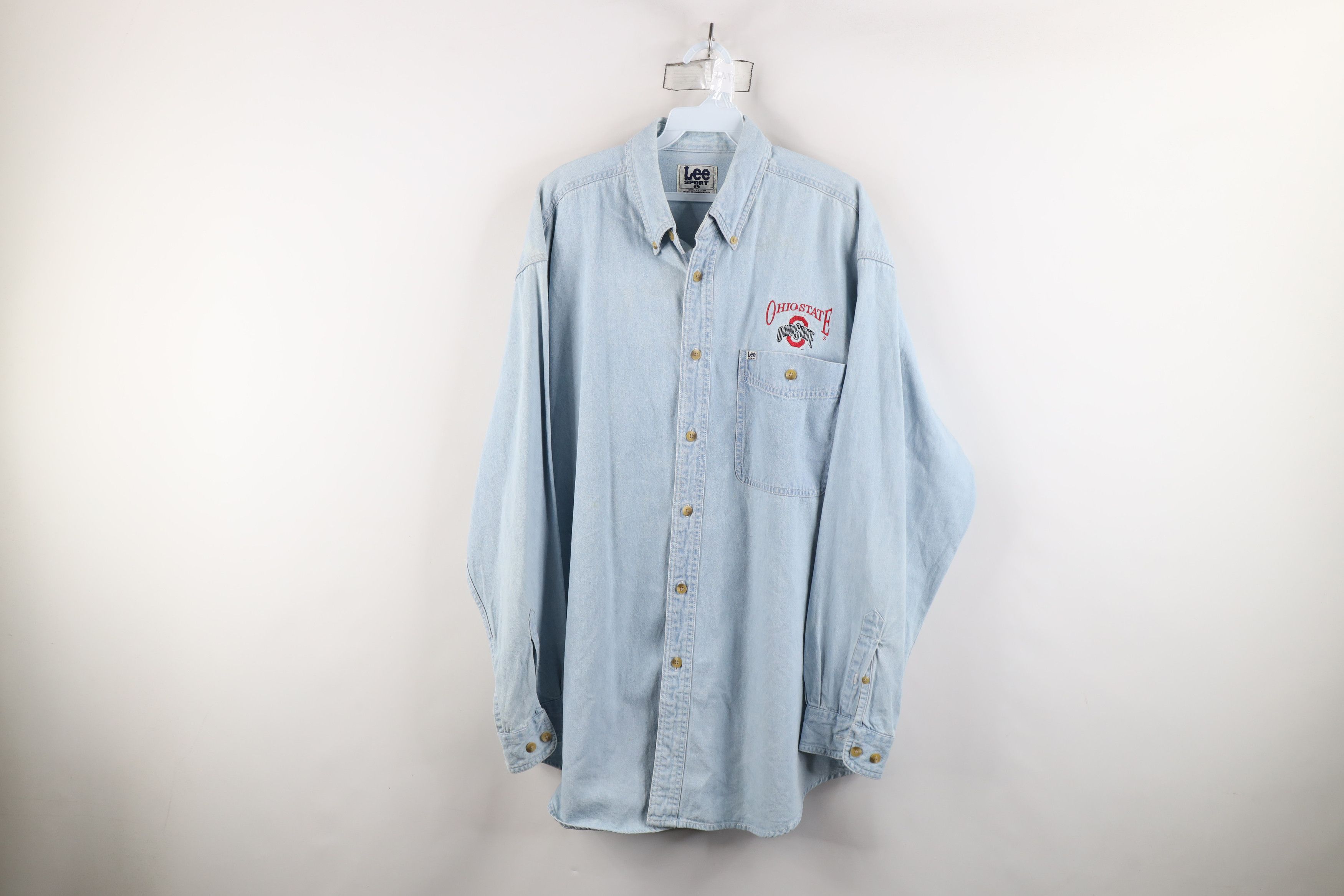 Vintage Vintage 90s Ohio State University Denim Jean Button Shirt Size US L / EU 52-54 / 3 - 1 Thumbnail