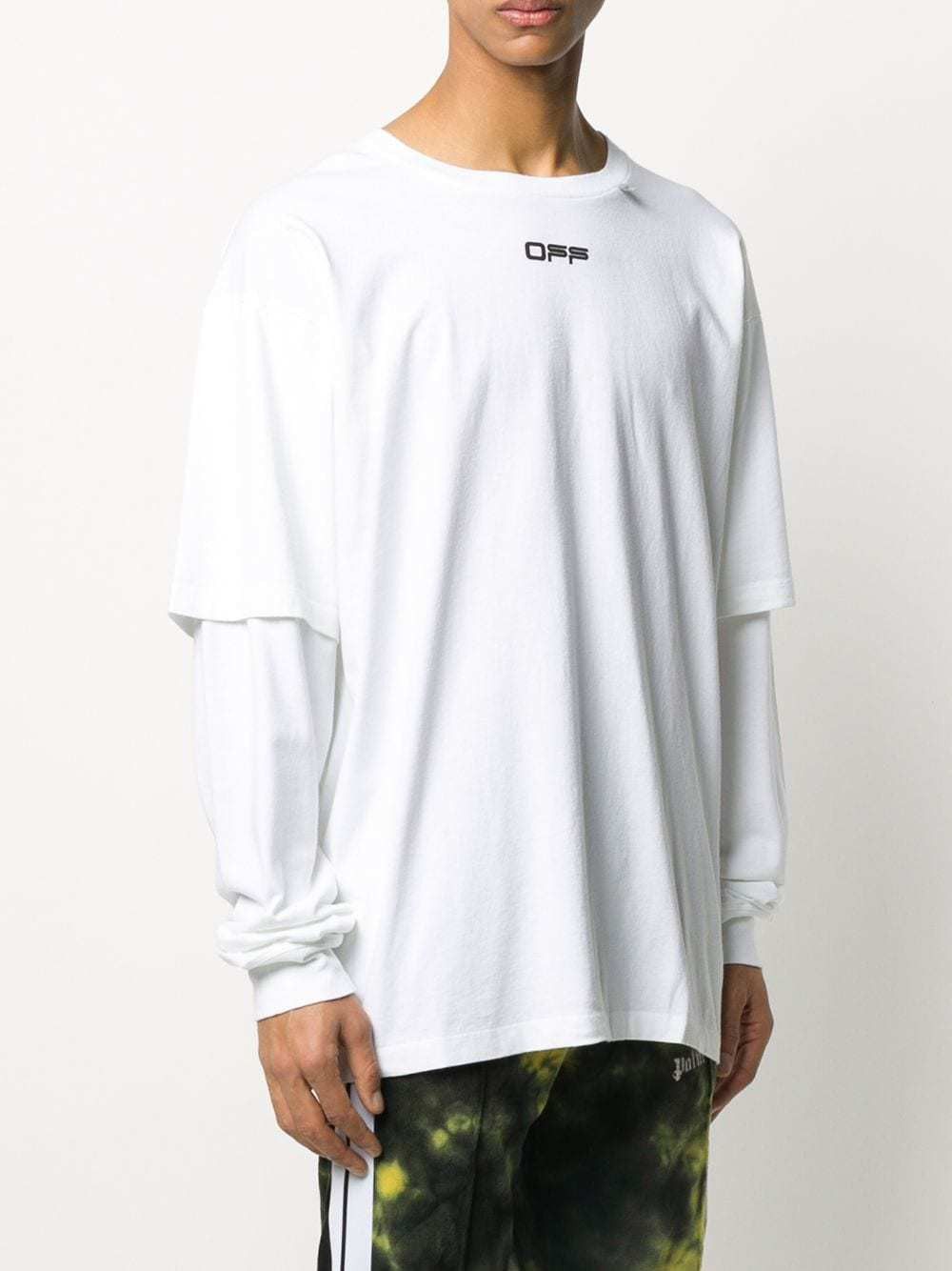 Off-White White Wavy Line Logo Oversized Double Layer T-Shirt Size US M / EU 48-50 / 2 - 3 Thumbnail