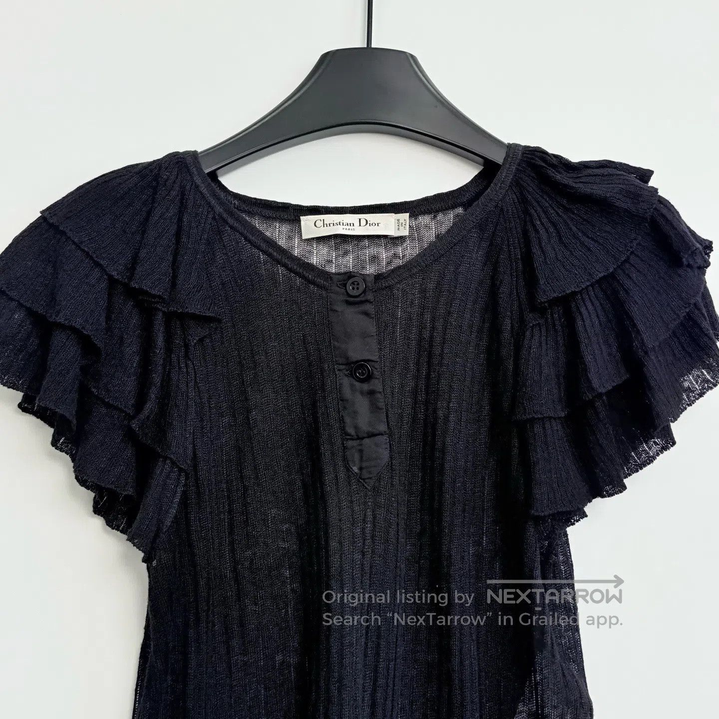 Dior Dior Solid Color Round Neck Short Sleeve with Lace Hem Shi Size XS / US 0-2 / IT 36-38 - 2 Thumbnail