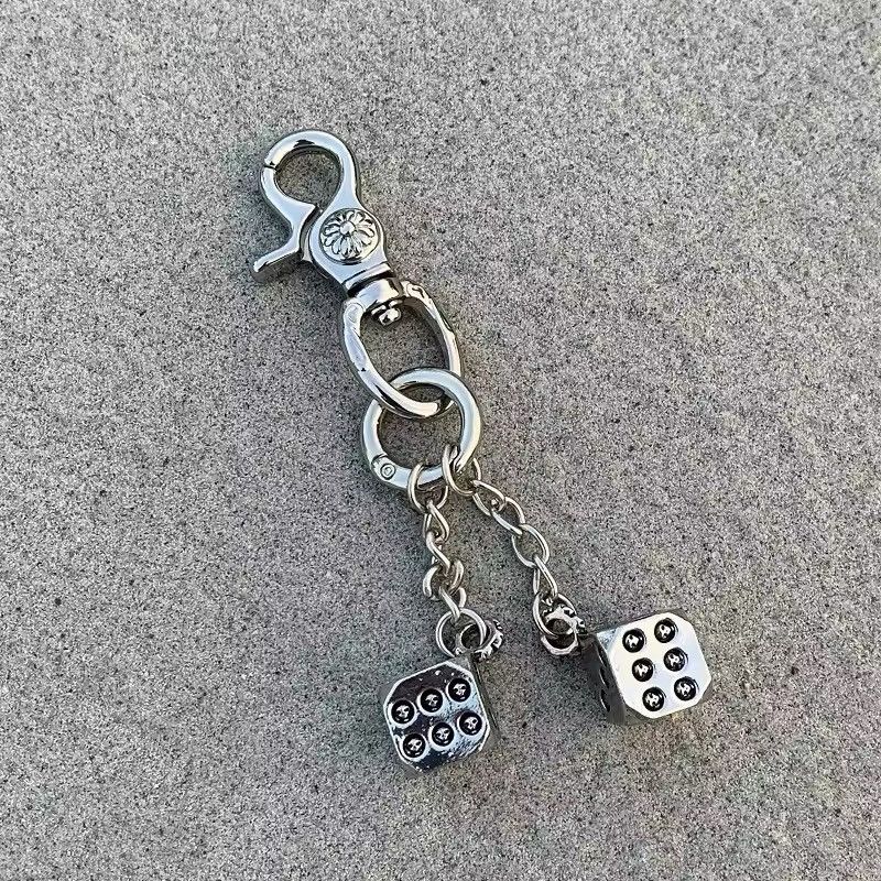 Jewelry Dice Pendant Keychain in Silver, Men's