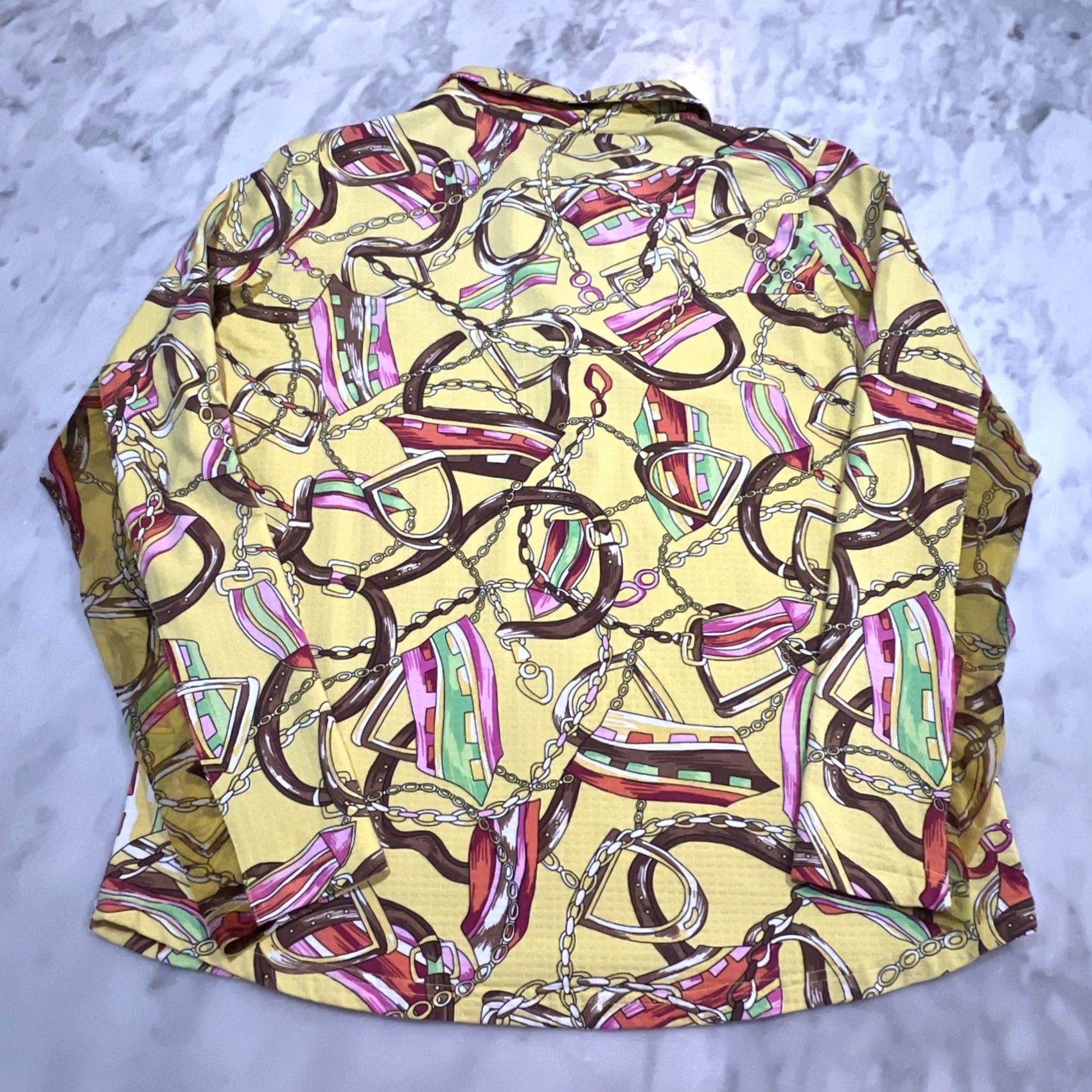 Vintage Icikuls Shirt Womens Large Yellow Quarter Zip Equestrian Horse Western Vented Size L / US 10 / IT 46 - 5 Thumbnail
