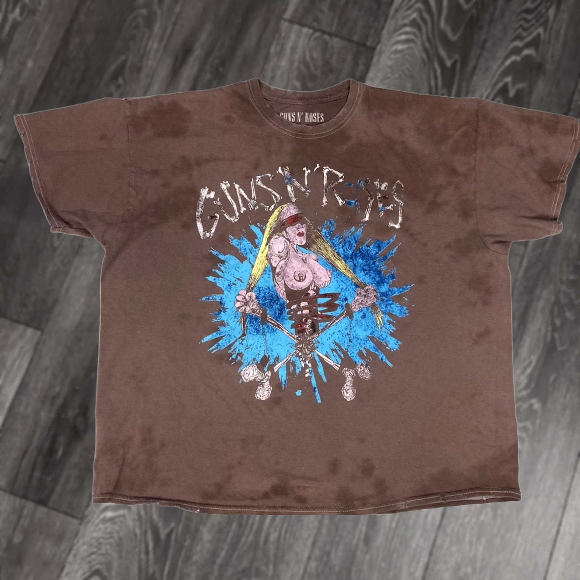 Vintage Guns N' Roses Graphic T-shirt Men XXL Brown Tie Dye Distressed Short Sleeve Music Shirt Size US XXL / EU 58 / 5 - 1 Thumbnail