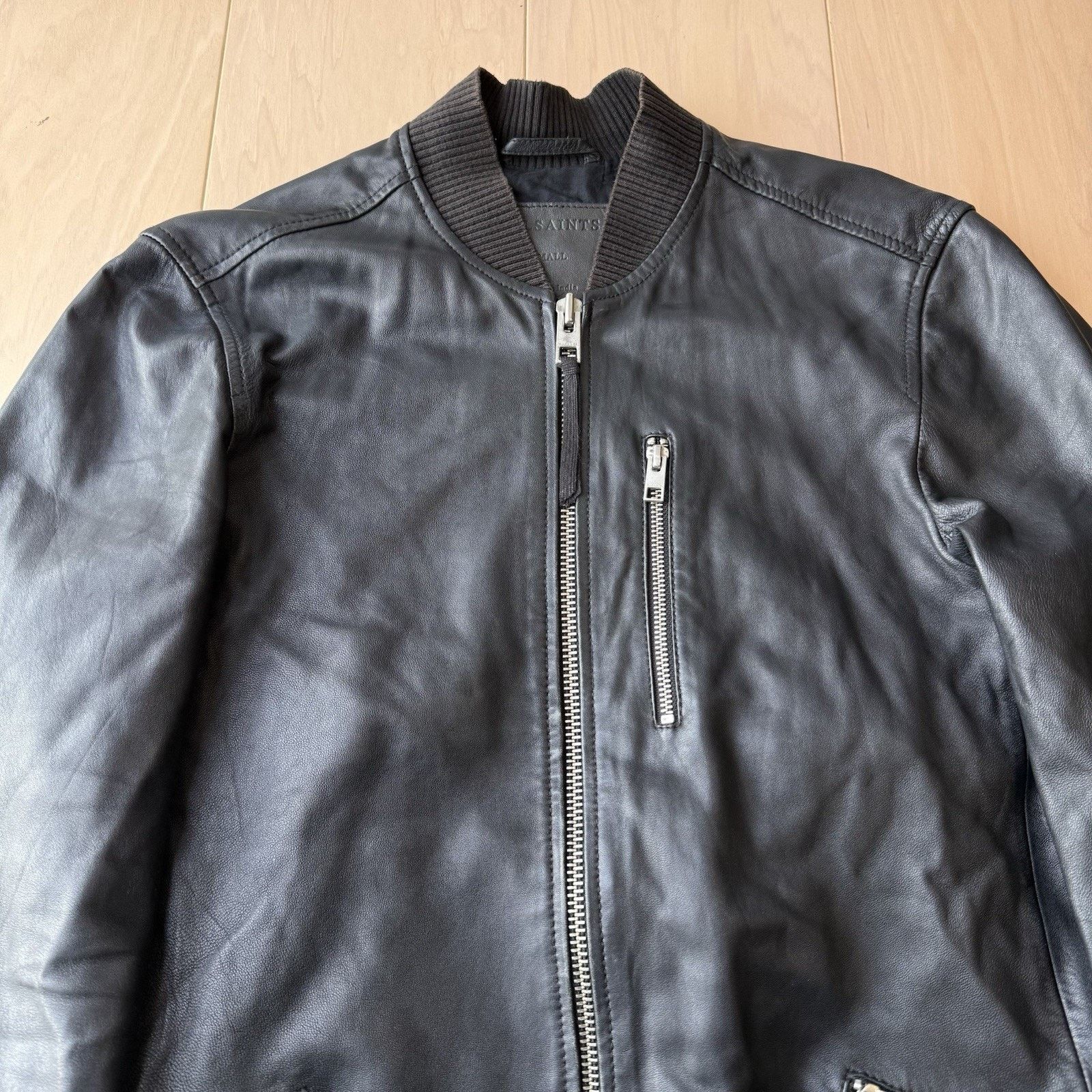 Allsaints All Saints Utility Bomber Jacket S Black Leather Full Zip Size US S / EU 44-46 / 1 - 3 Thumbnail