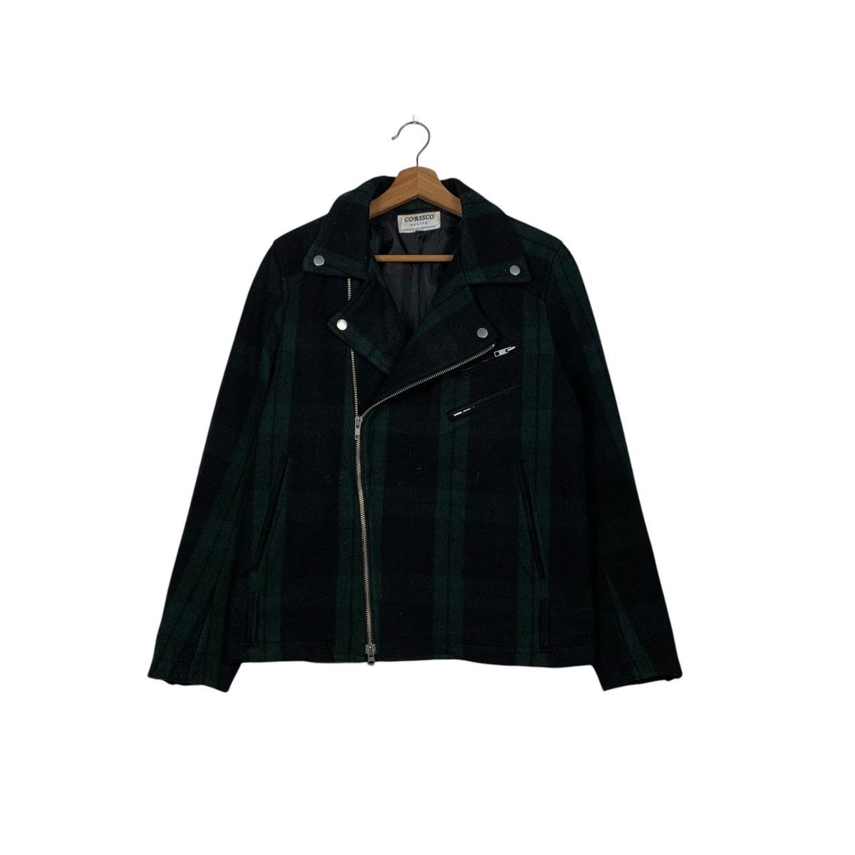 Japanese Brand CORISCO Green Tartan Double Collar Wool Jacket #1649-C73 Size US M / EU 48-50 / 2 - 1 Thumbnail