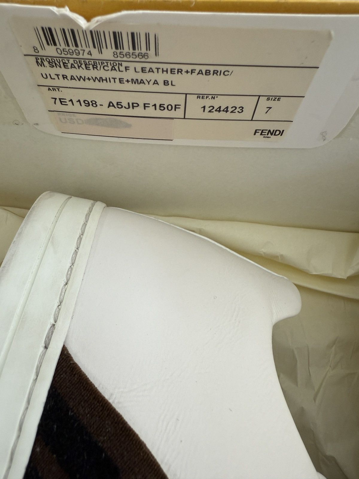 Fendi Logo Calf Leather White Sneakers Size US 7 / EU 40 - 7 Thumbnail