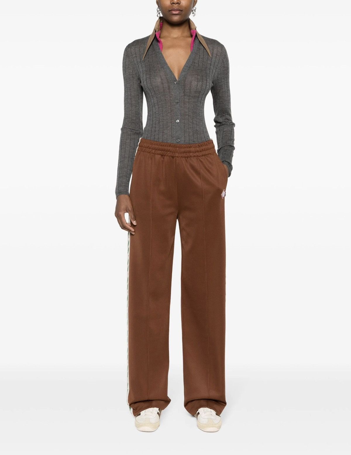 Casablanca Casablanca Laurel Brown Track Suit in Tricot-Knit Size 25" / US 0 / IT 36 - 20 Thumbnail