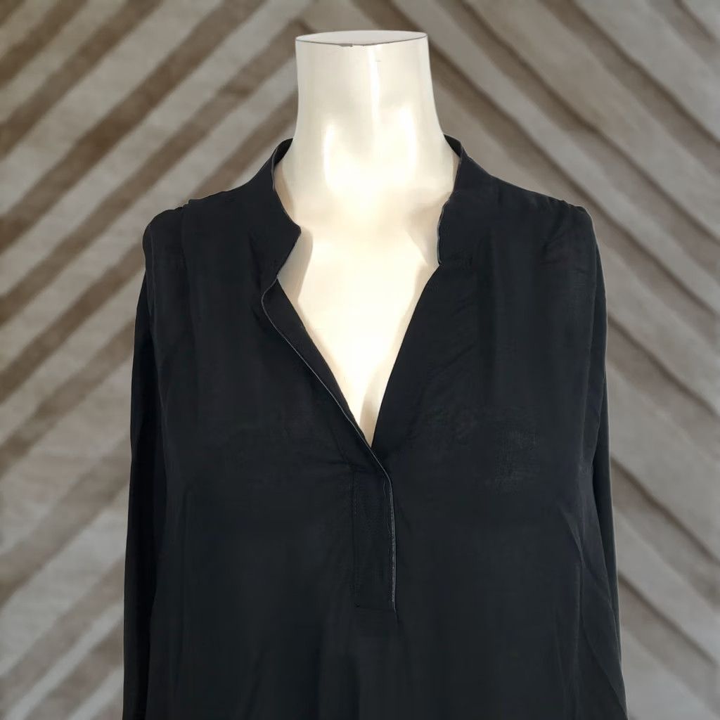 Vintage Grace Elements Women's 2X Black Sheer Long Sleeve Collared Top Shirt Blouse Shirt Size XXL / US 16-18 / IT 52-54 - 1 Thumbnail