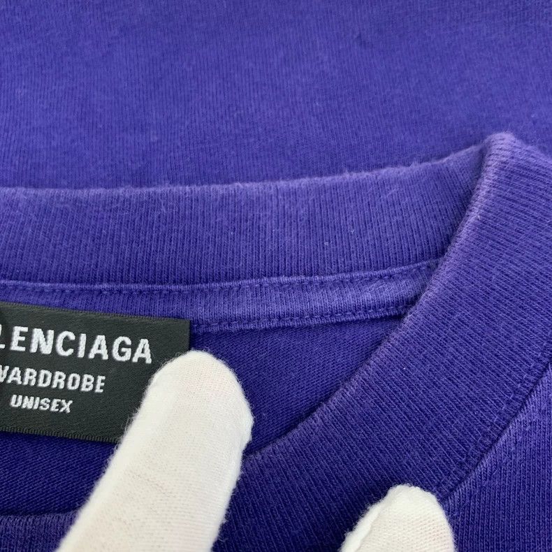 Balenciaga Balenciaga Navy logo monogrammed cotton crewneck short-sle Size US L / EU 52-54 / 3 - 9 Thumbnail
