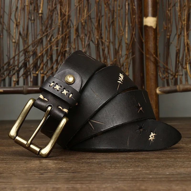 Leather × Vintage Genuine Leather Belt Size ONE SIZE - 3 Thumbnail