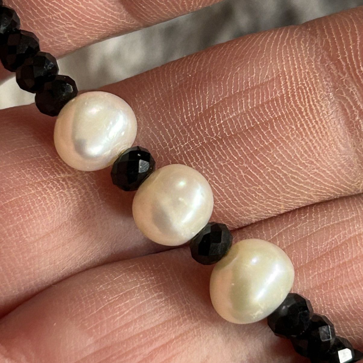 Handmade Handcrafted jet black rhondelle crystal pearl necklace Size ONE SIZE - 8 Thumbnail