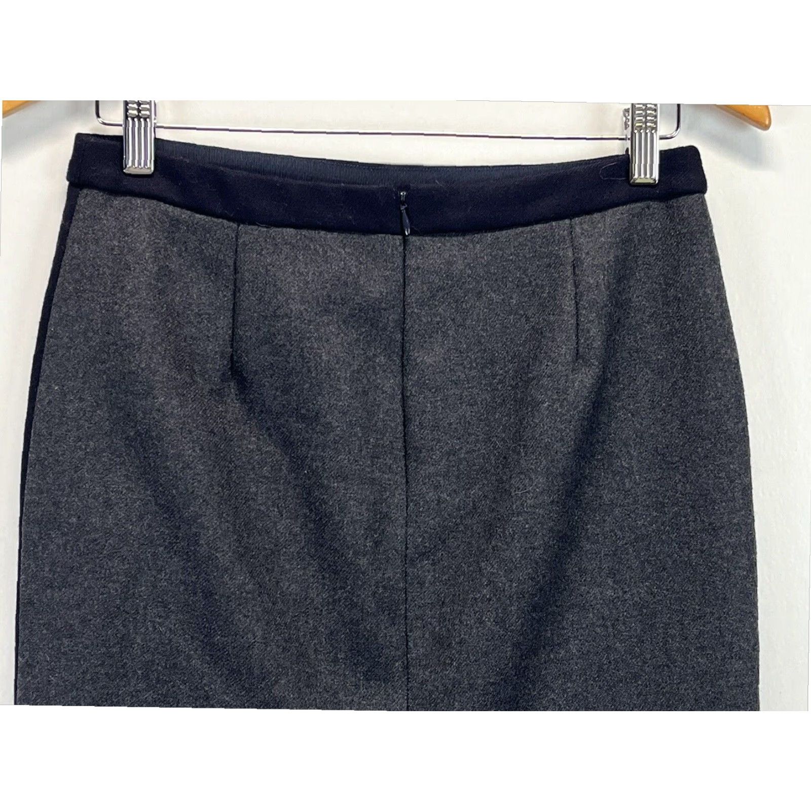 J.Crew J.CREW Women's Gray Navy Wool Pencil Skirt Knee Length Sz 2 Classic Career Size 26" / US 2 / IT 38 - 4 Thumbnail